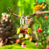 Lucky Boletus with a Leaf Earrings
