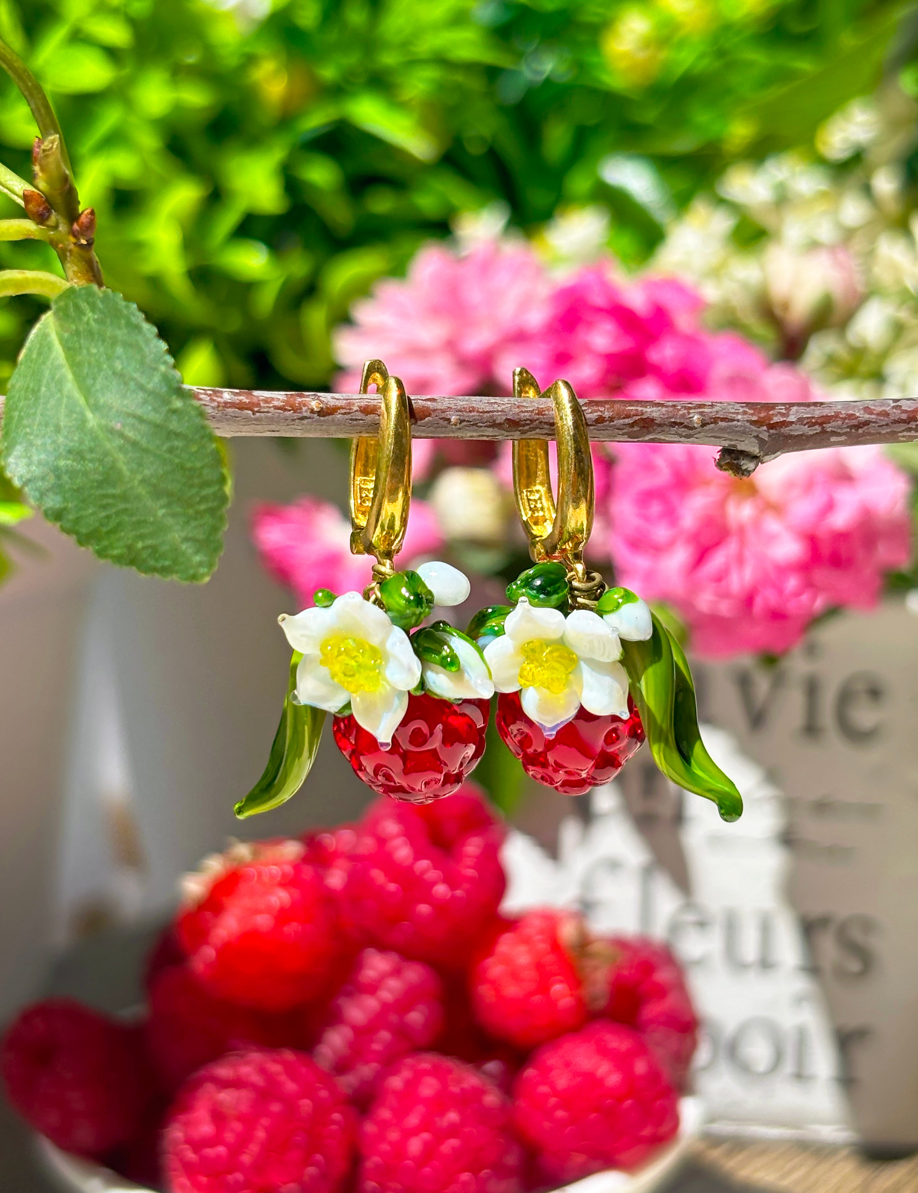 Lucky Raspberry Blossom Earrings