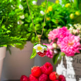 Lucky Raspberry Blossom Charm Necklace