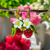 Lucky Raspberry Blossom Earrings