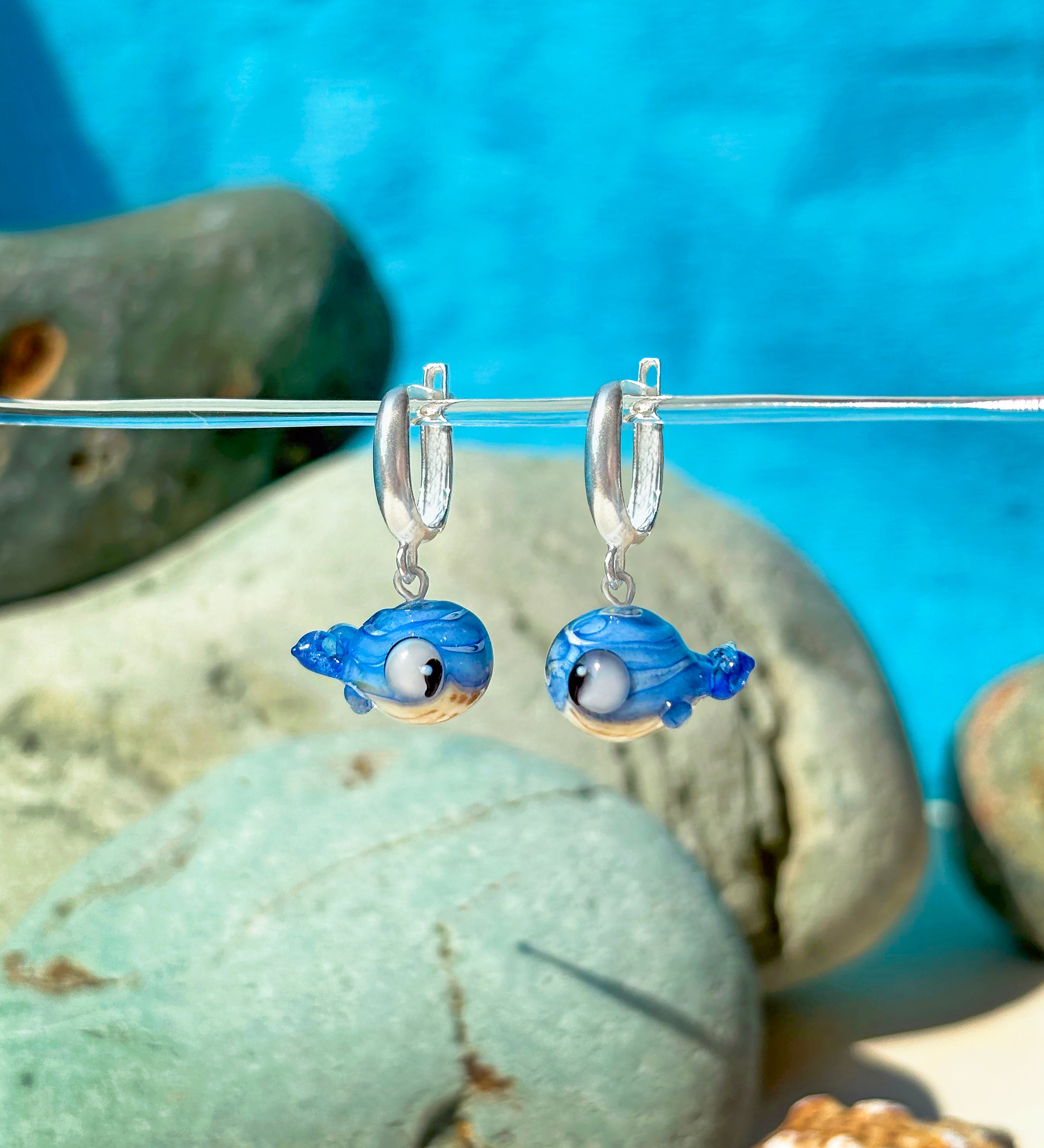 Lucky Blue Whale Earrings