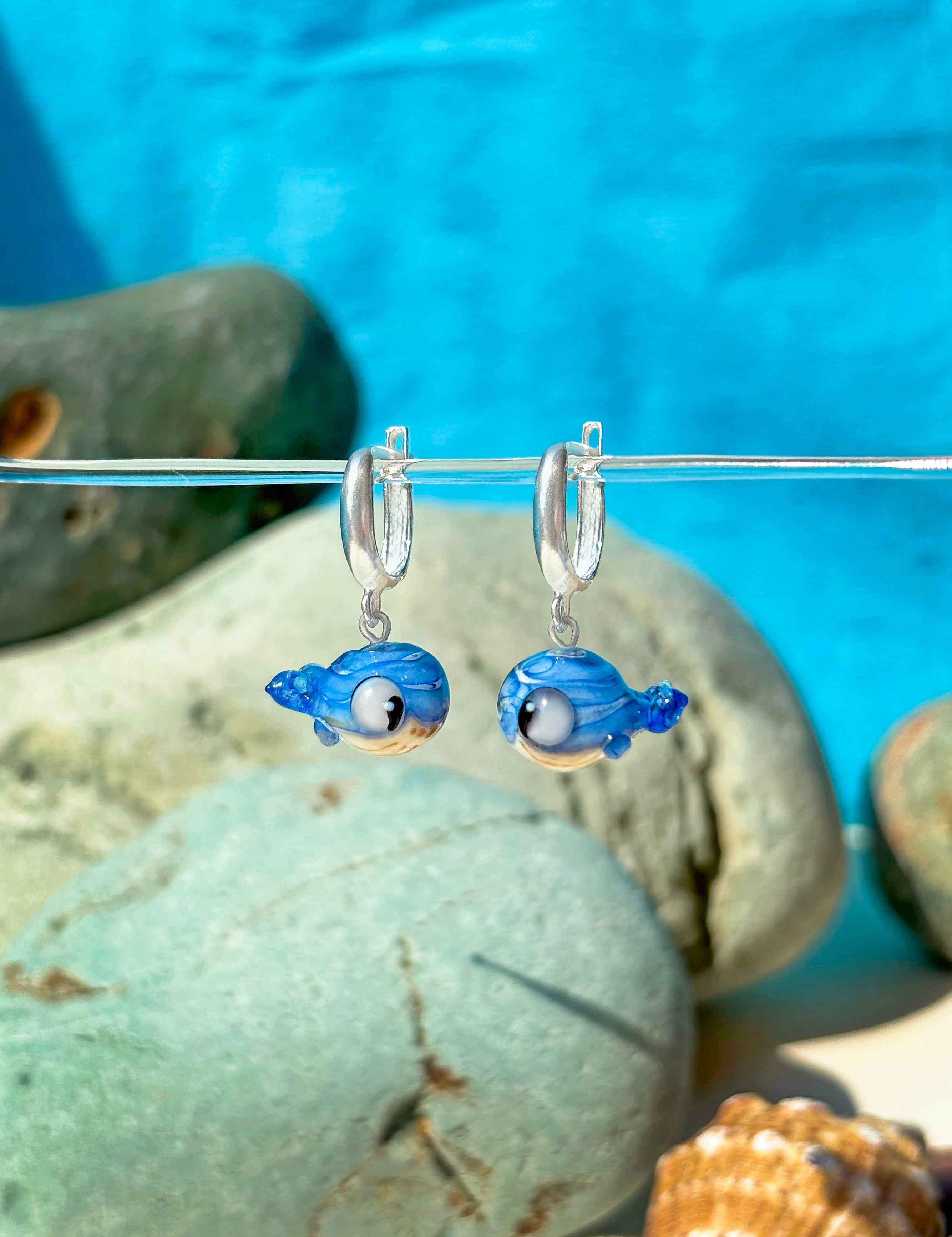 Lucky Blue Whale Earrings