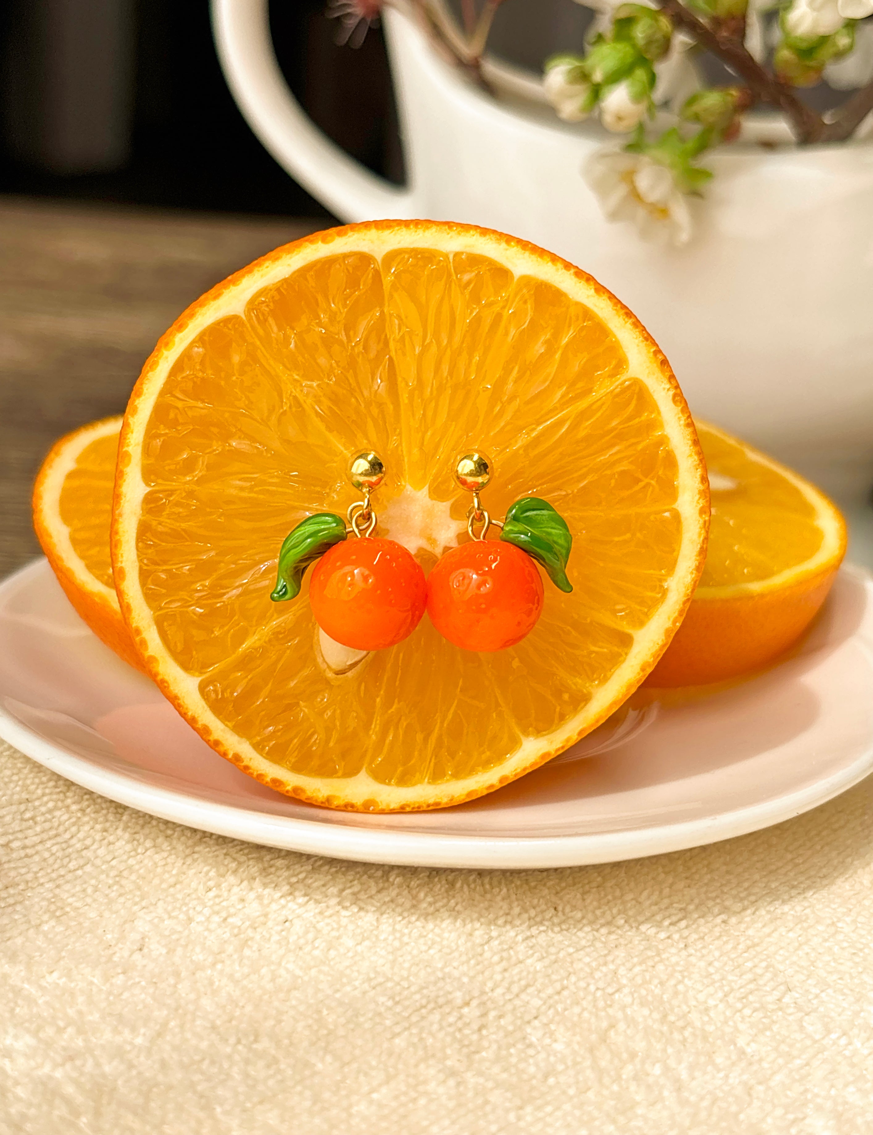 Lucky Orange Stud Earrings