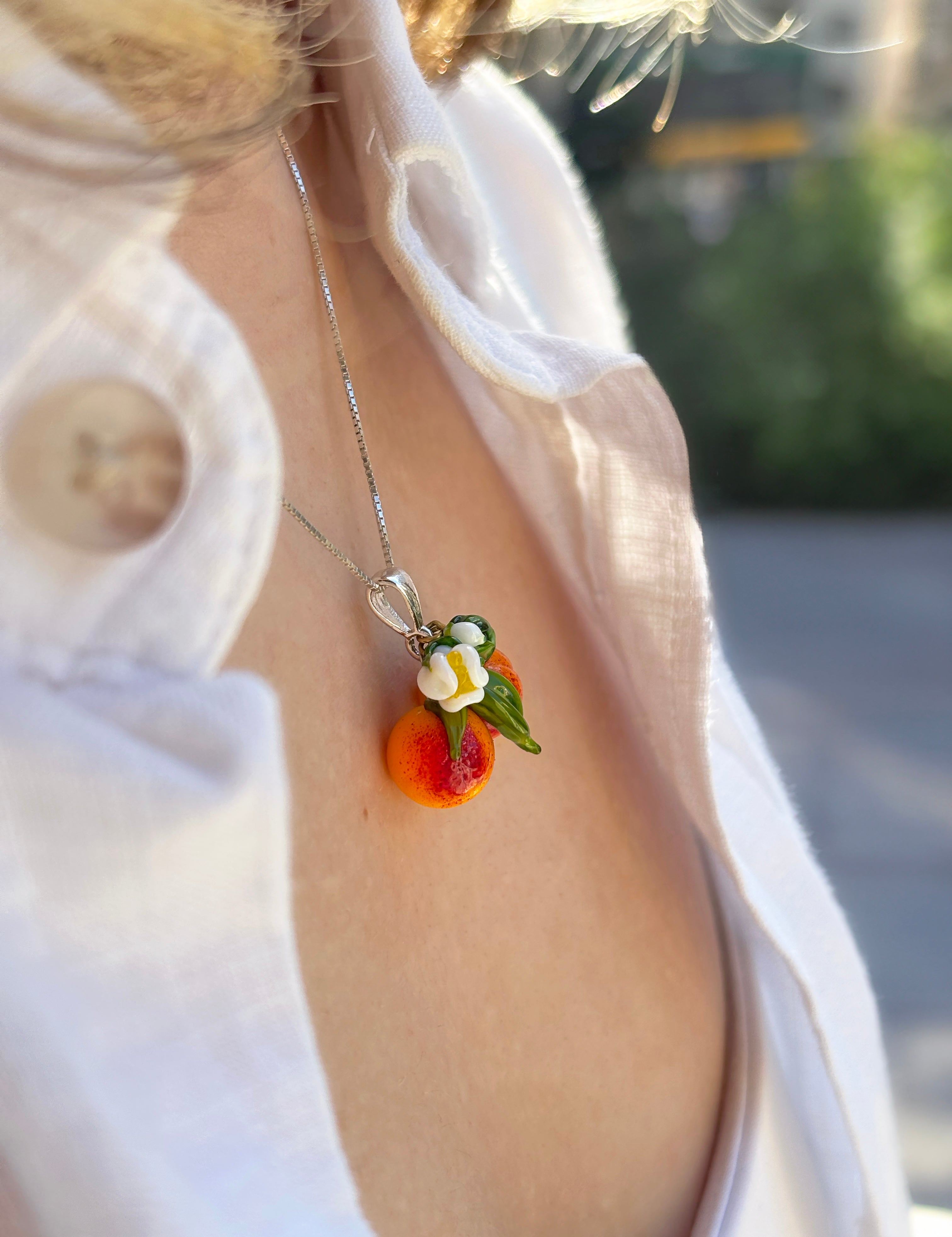 Lucky Peach Blossom Charm Necklace