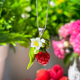 Lucky Raspberry Blossom Necklace