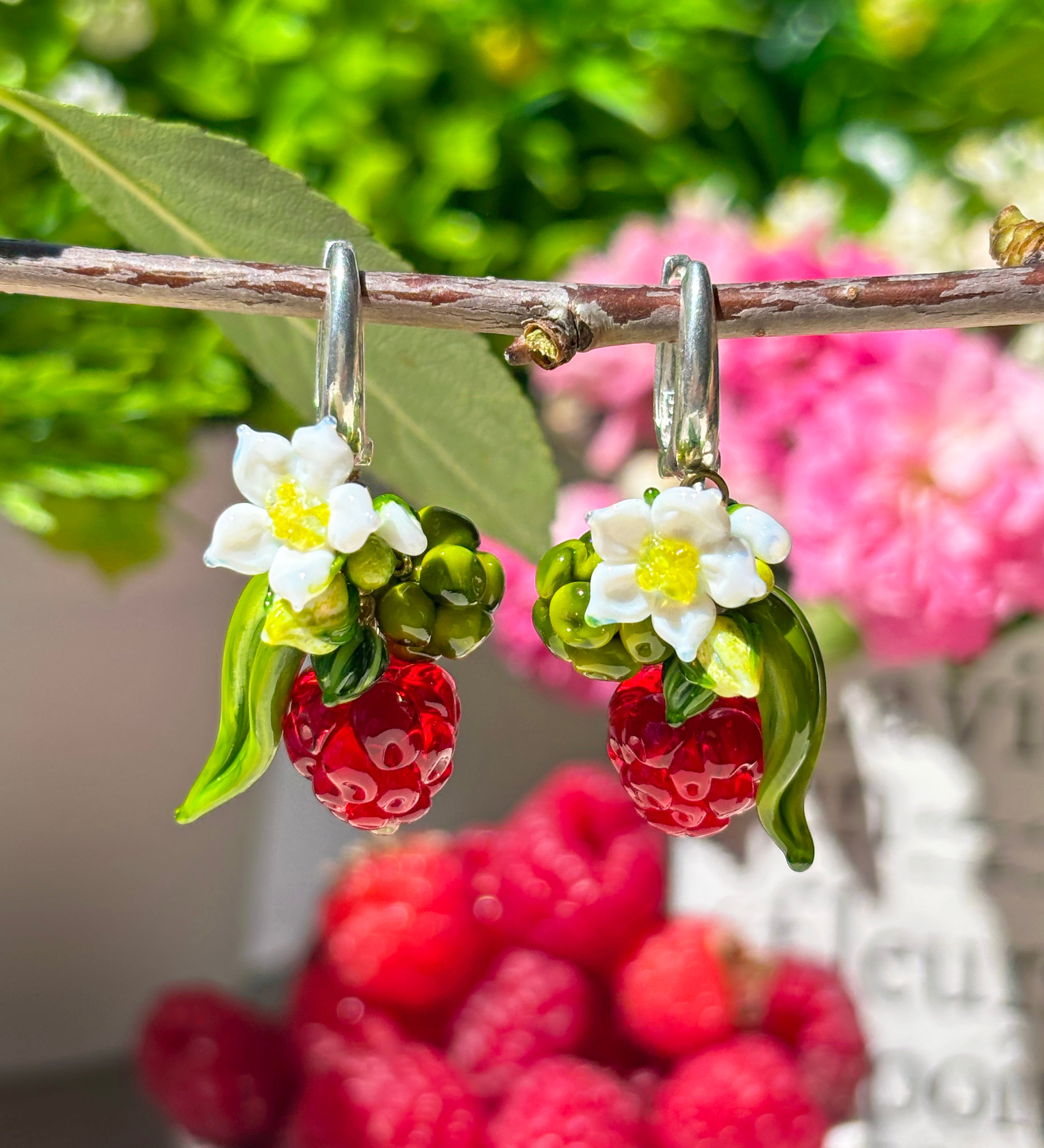Lucky Raspberry Blossom Earrings