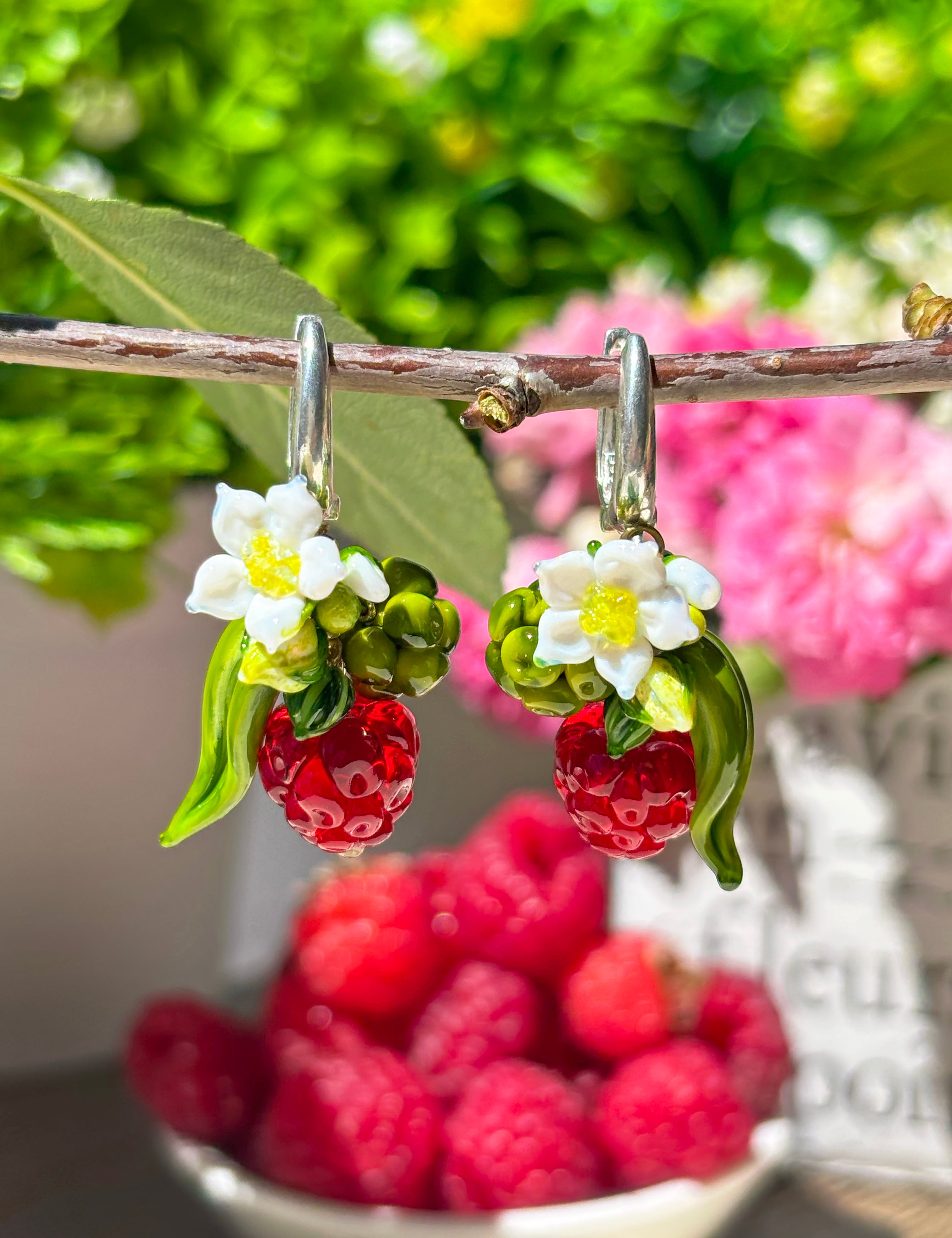 Lucky Raspberry Blossom Earrings