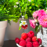 Lucky Raspberry Blossom Charm Necklace