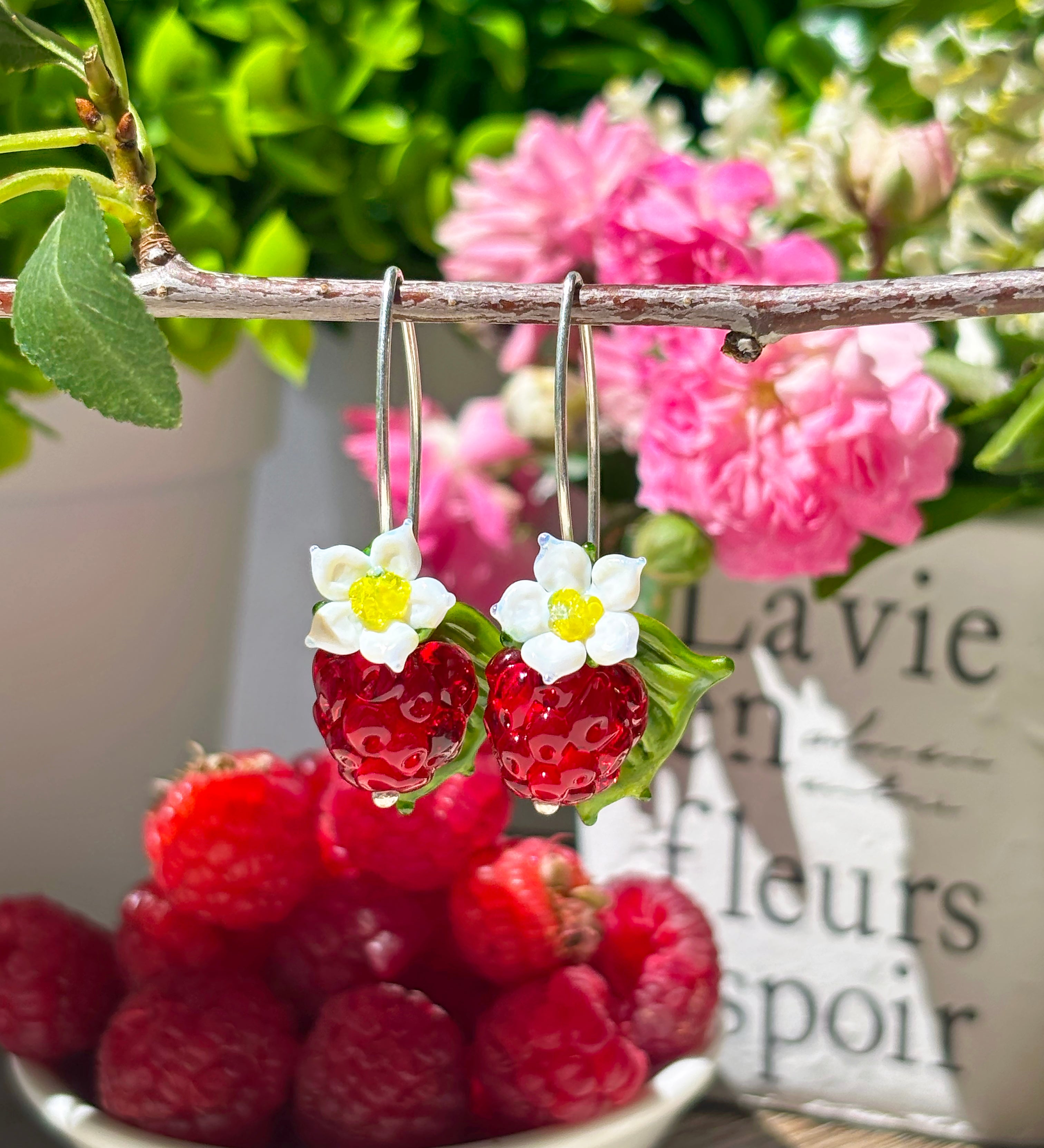 Raspberry Blossom Earrings