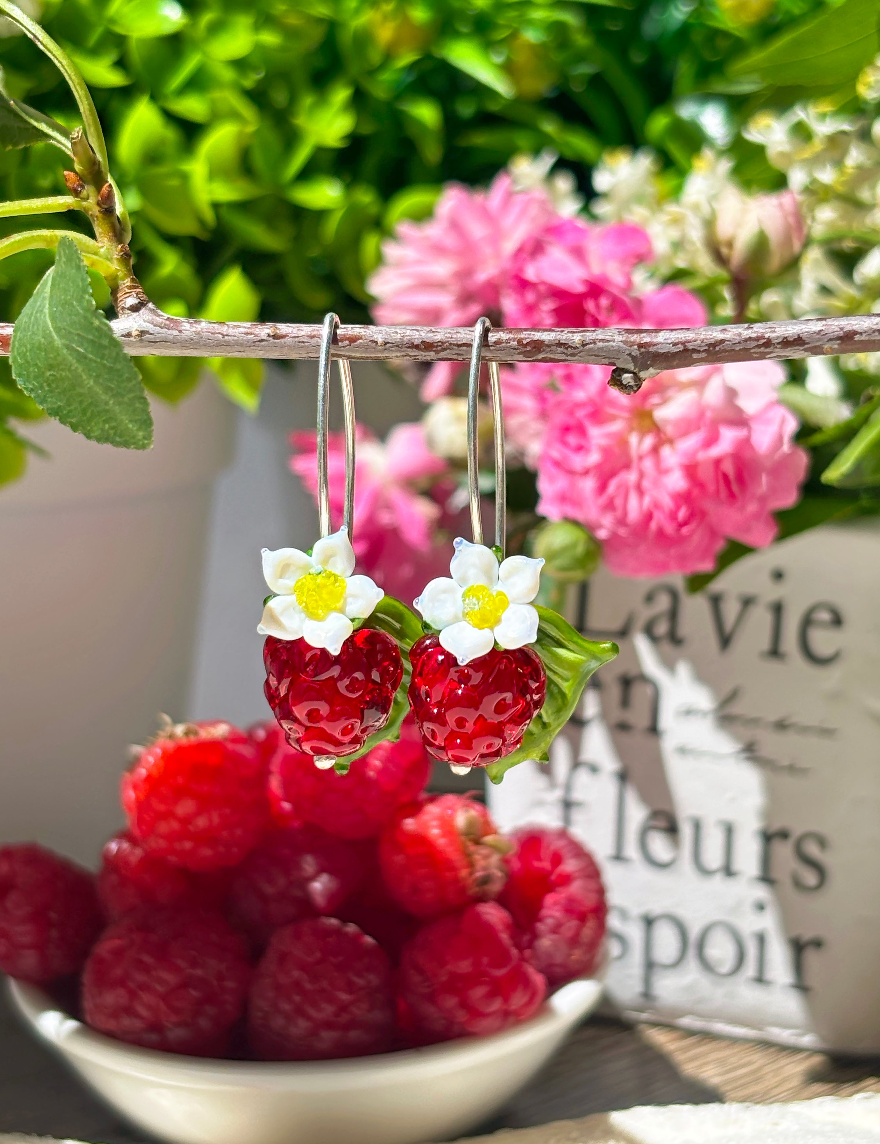 Raspberry Blossom Earrings