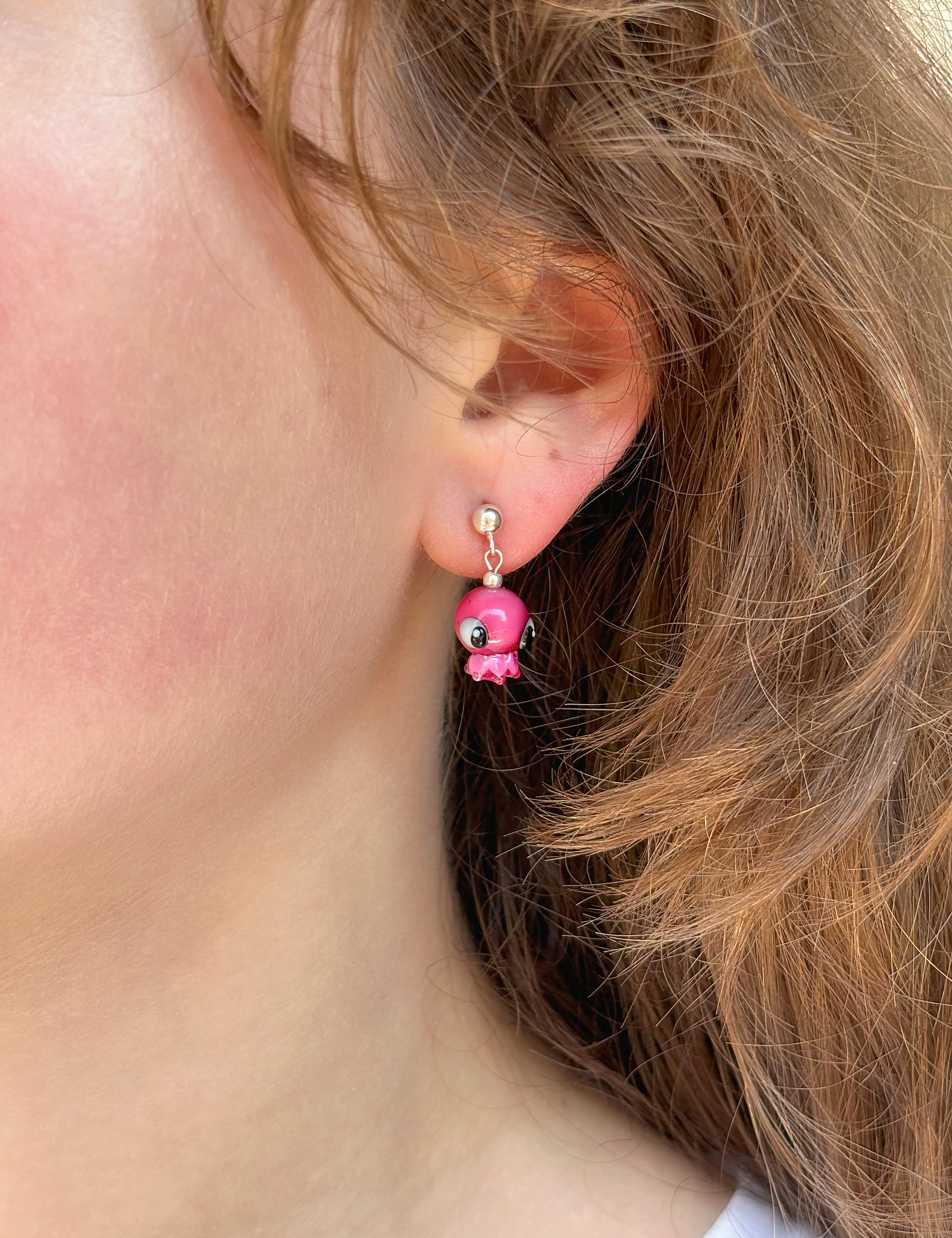 Pink Octopus Stud Earrings
