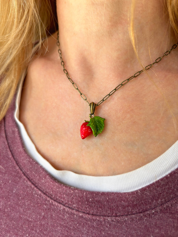 Wild Strawberry Charm Necklace