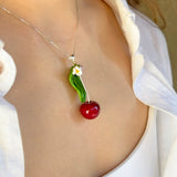 Lucky Cherry Branch Necklace