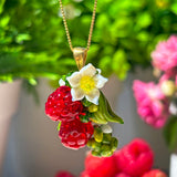 Lucky Raspberry Blossom Necklace