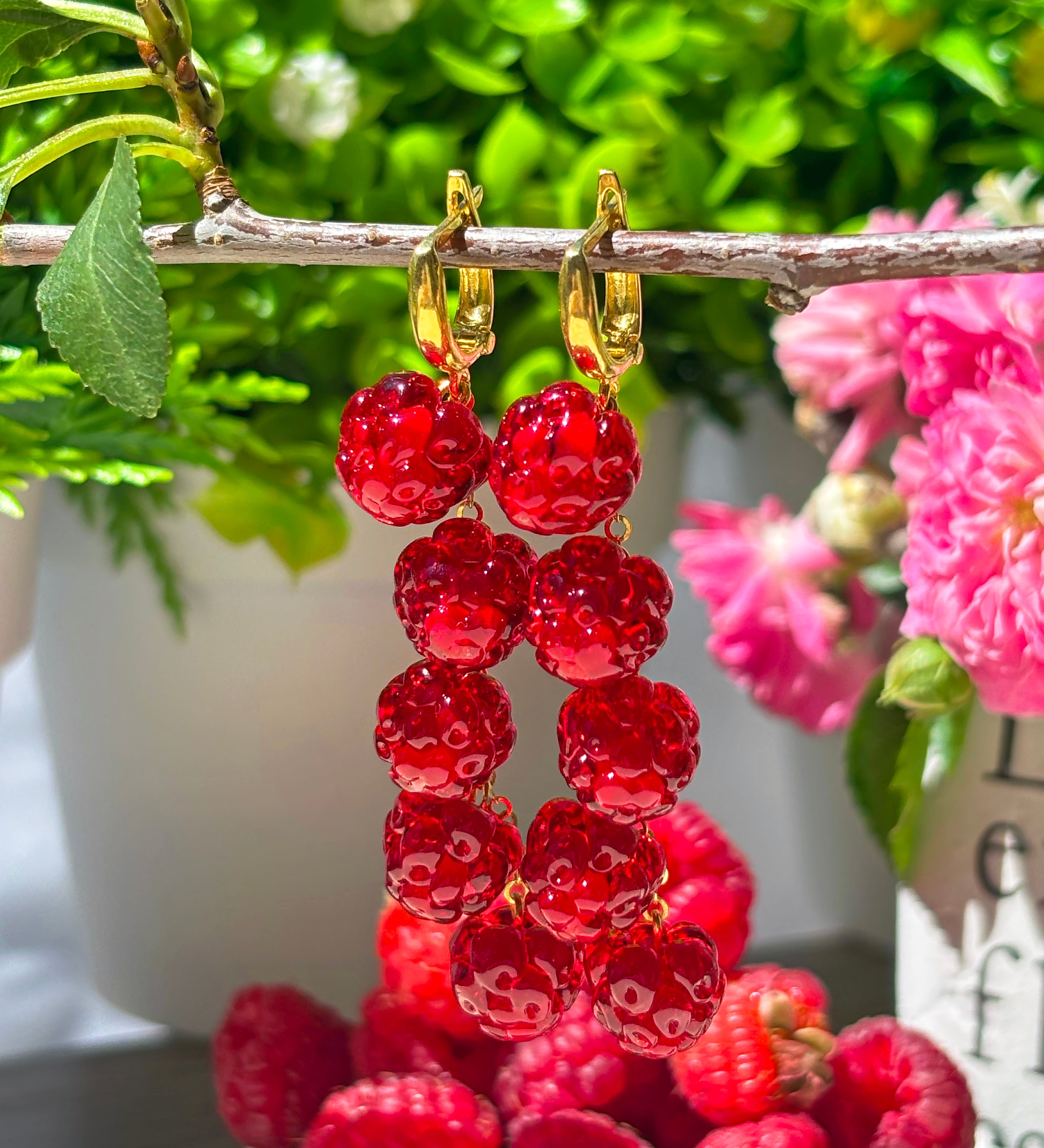 Lucky Raspberry Earrings