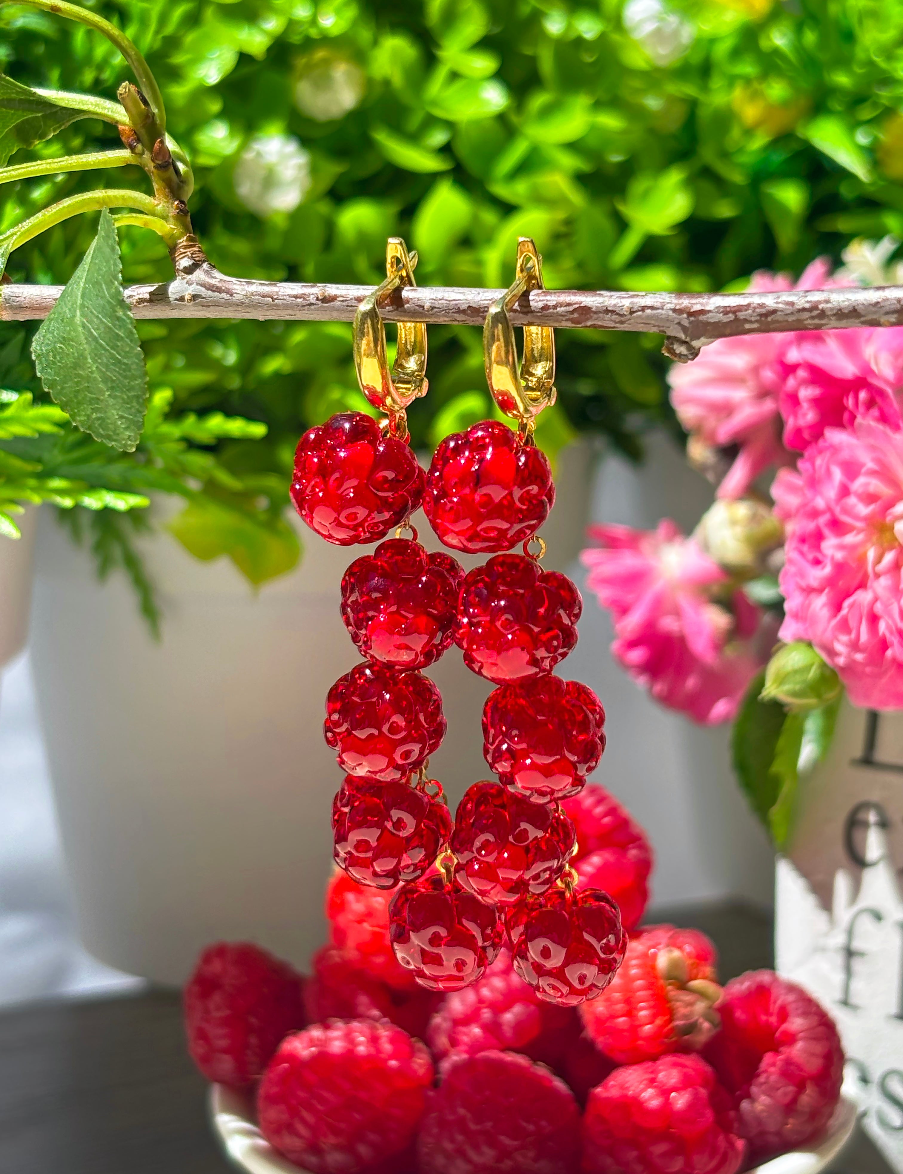 Lucky Raspberry Earrings