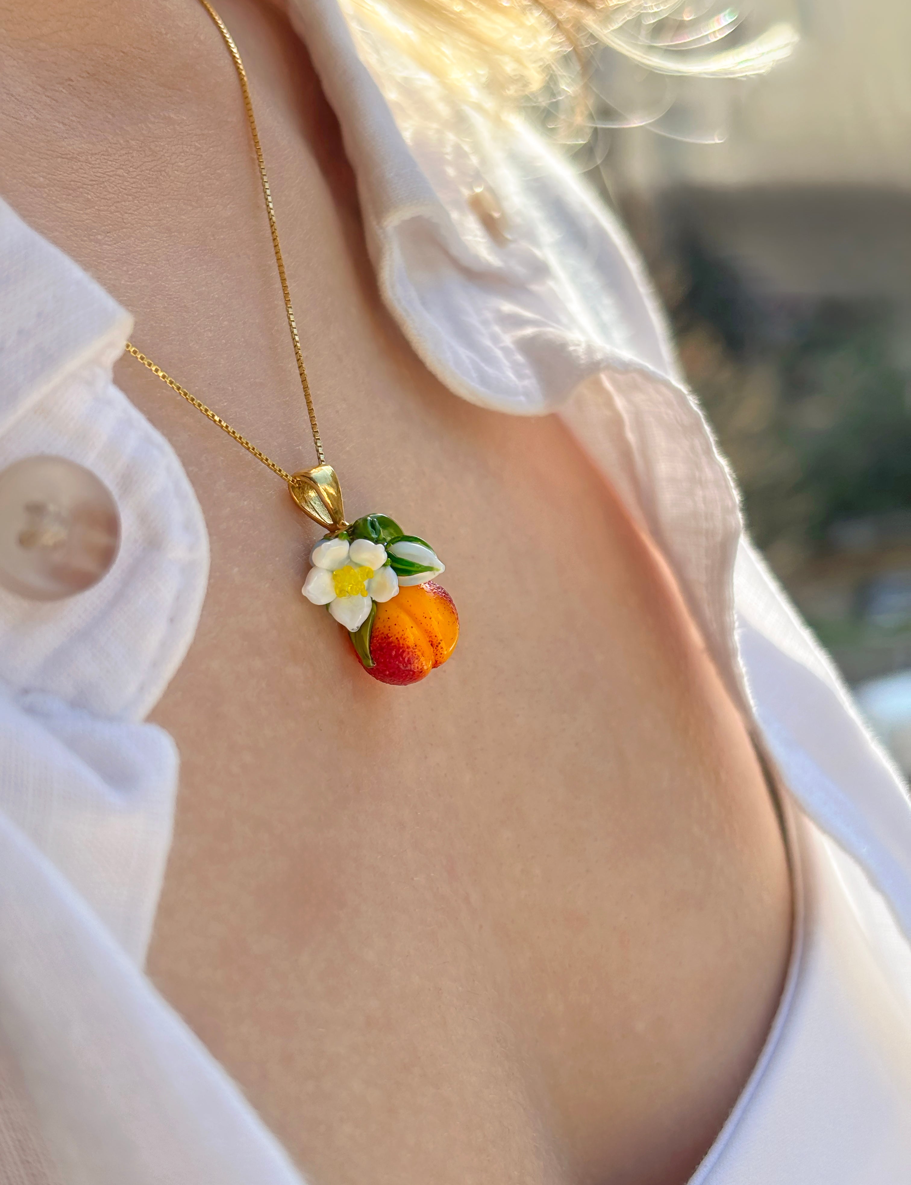 Lucky Peach Blossom Charm Necklace