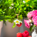 Lucky Raspberry Blossom Charm Necklace