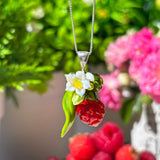 Lucky Raspberry Blossom Necklace