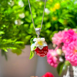 Lucky Raspberry Blossom Charm Necklace