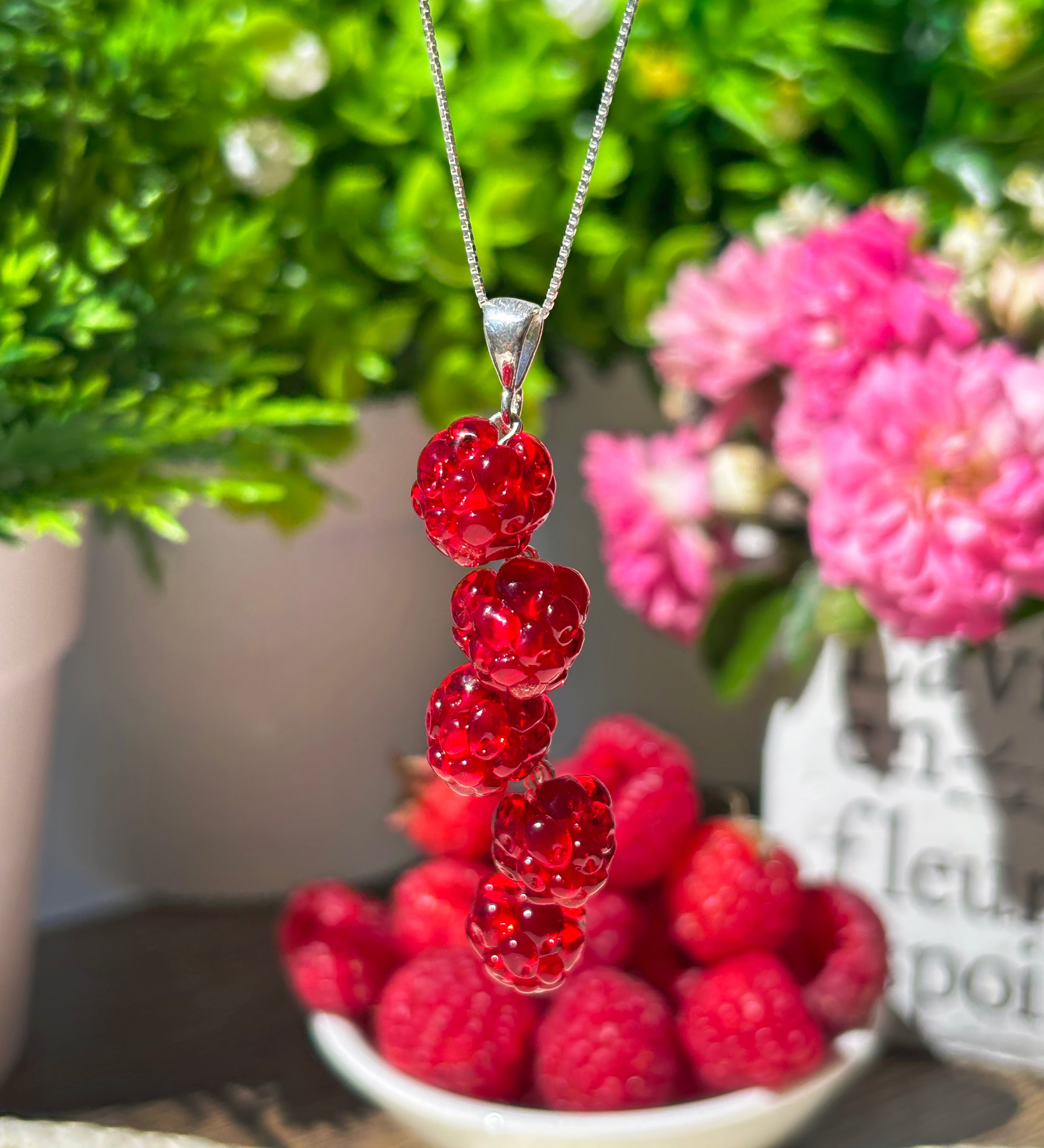 Lucky Raspberry Charm Necklace