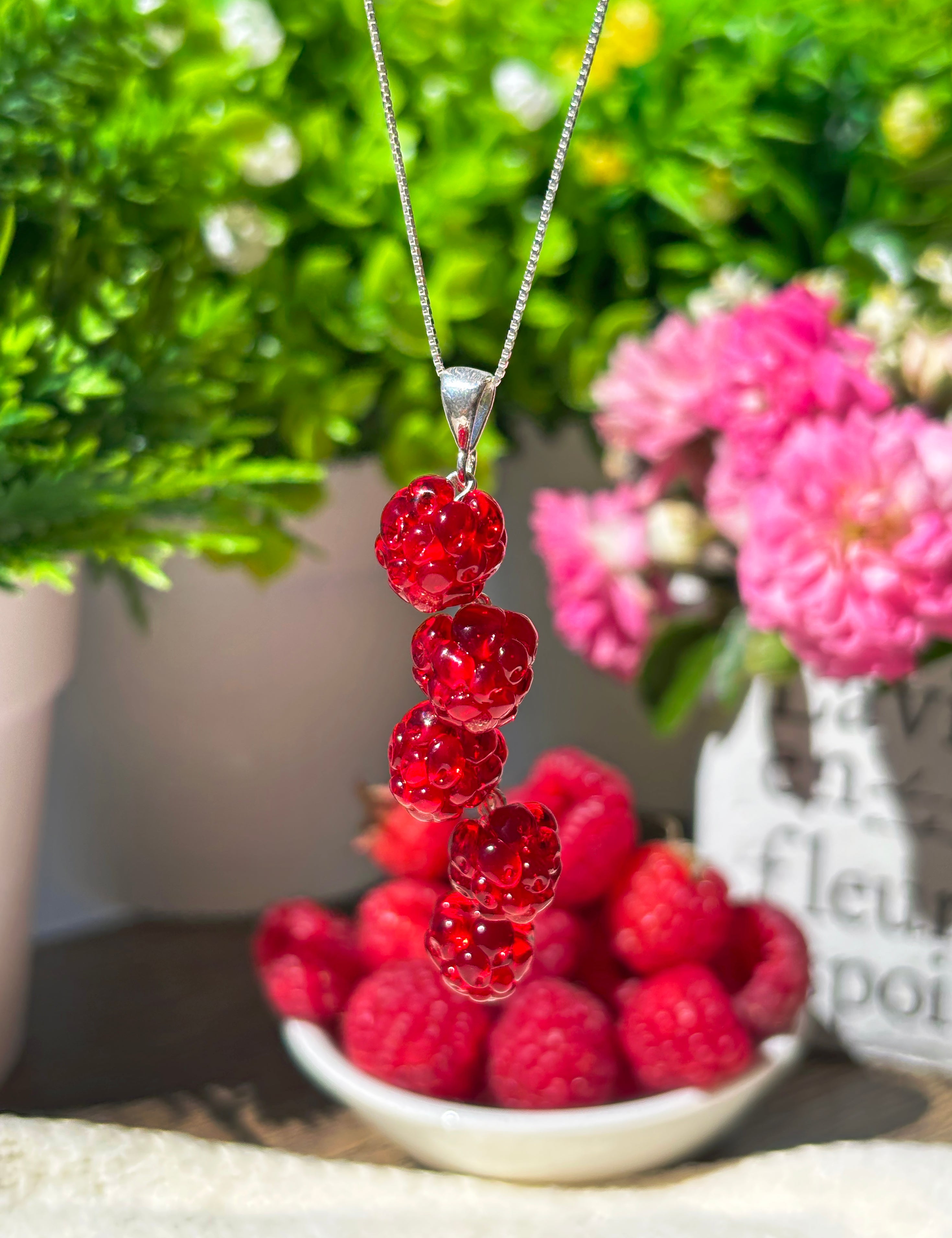 Lucky Raspberry Charm Necklace