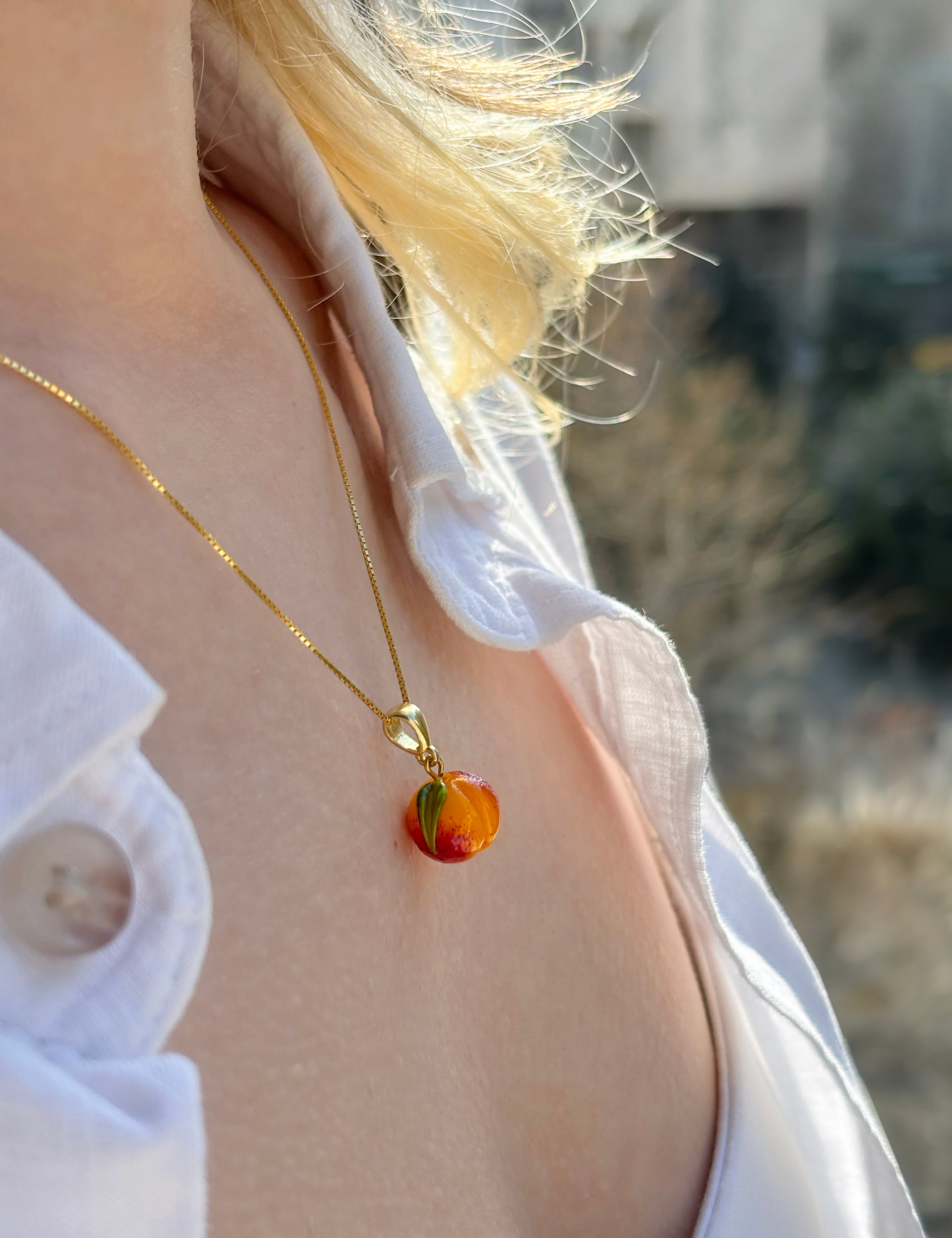 Lucky Peach Charm Necklace