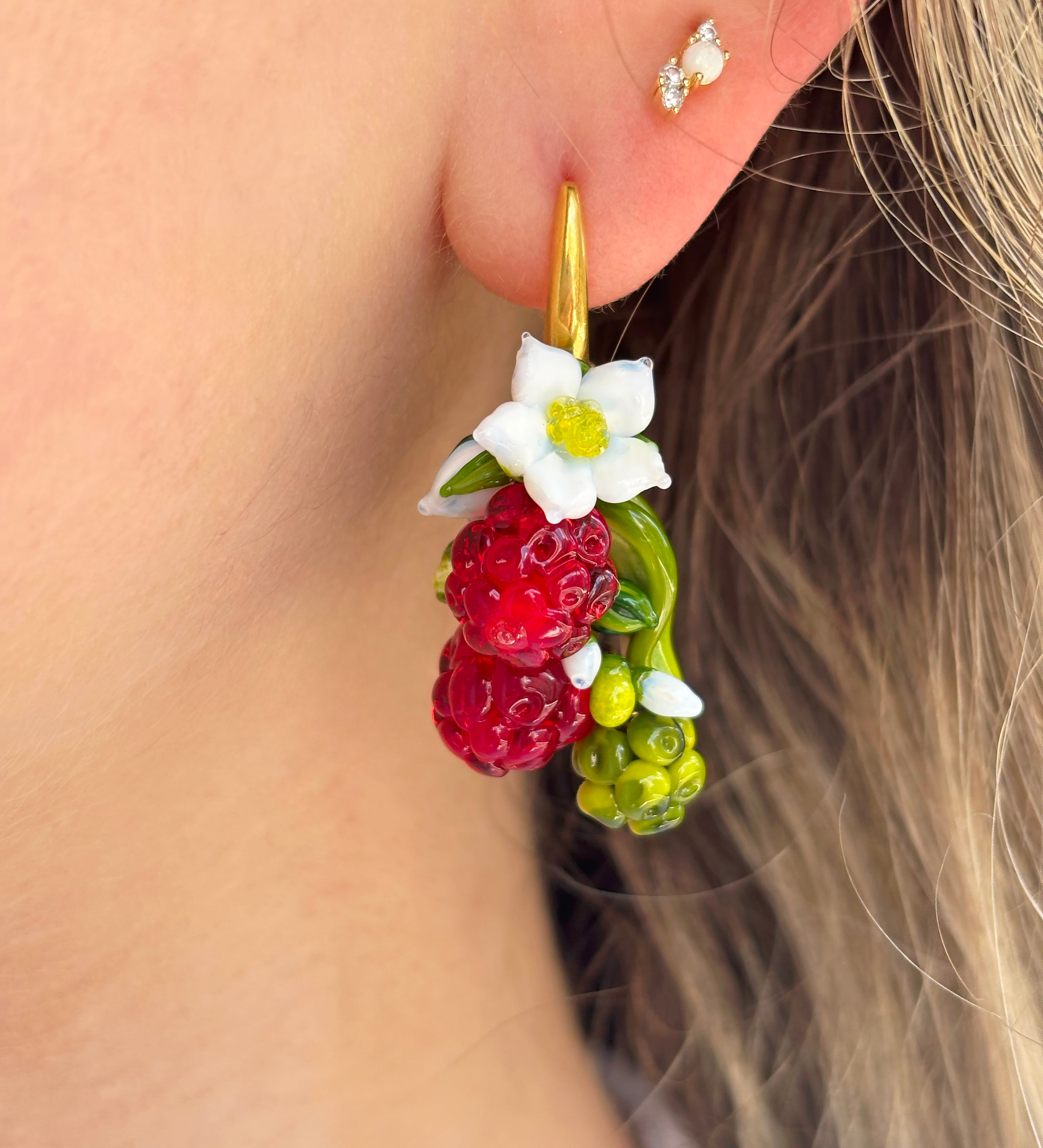 Lucky Raspberry Blossom Earrings