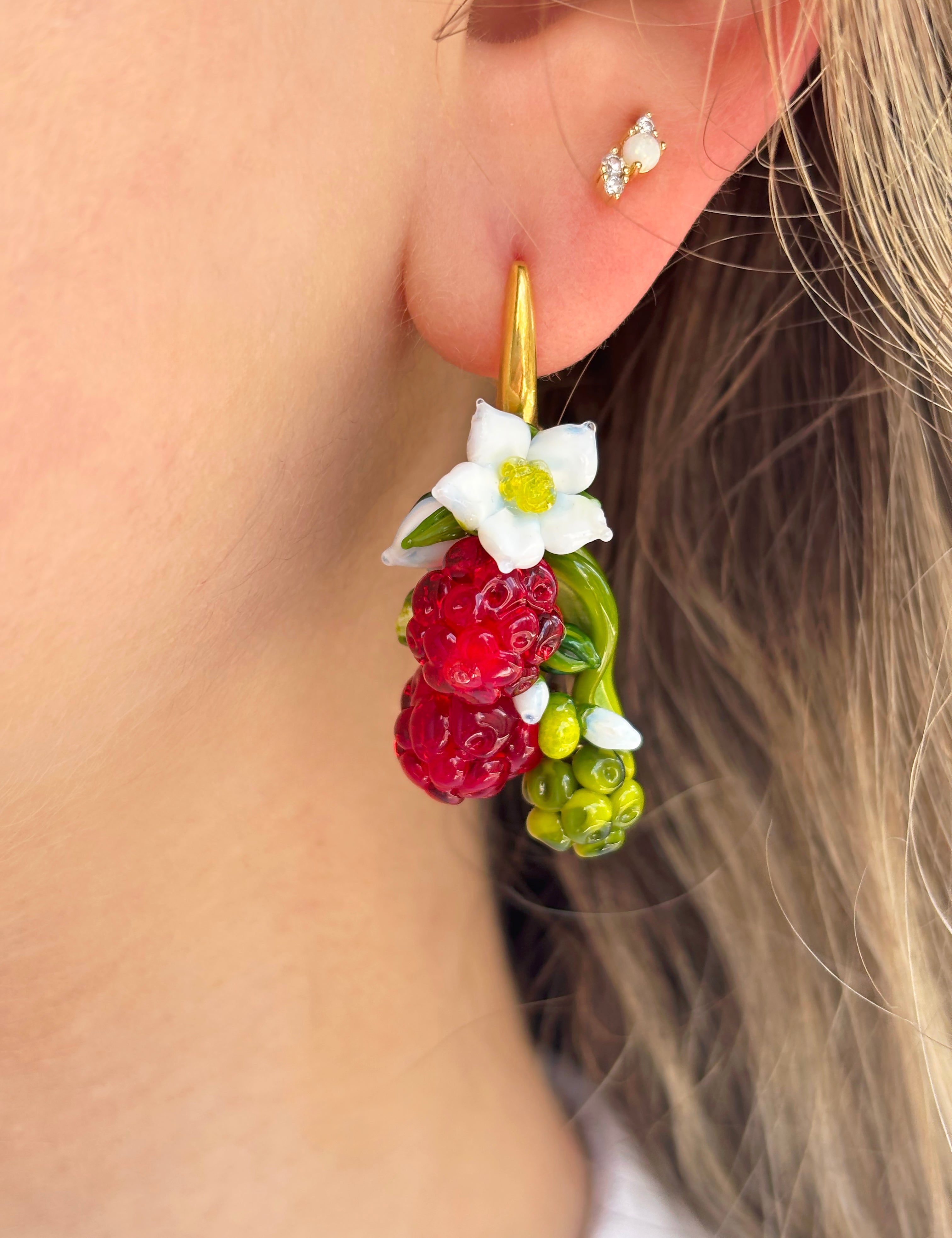 Lucky Raspberry Blossom Earrings