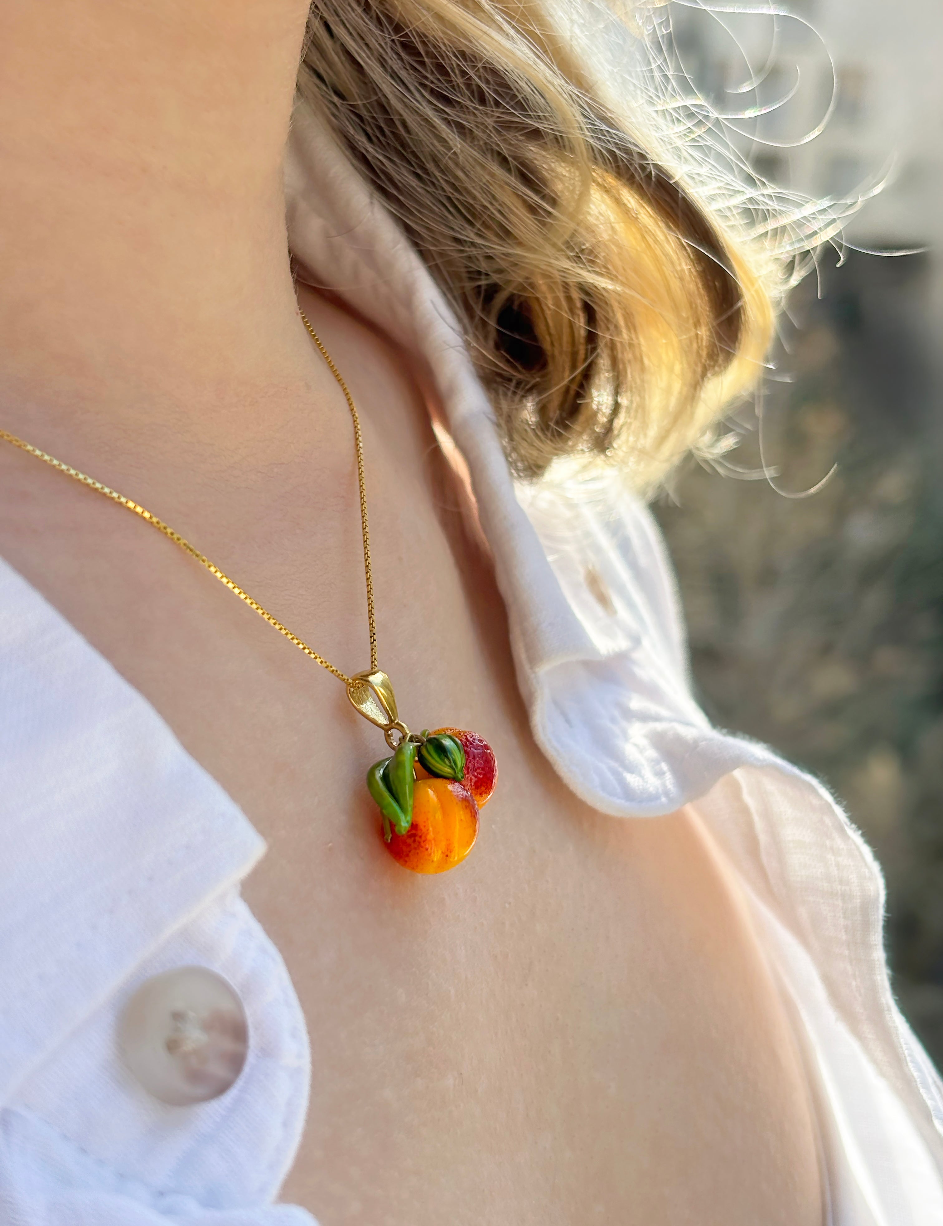 Lucky Peach Charm Necklace