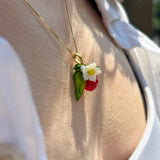 Lucky Raspberry Blossom Charm Necklace