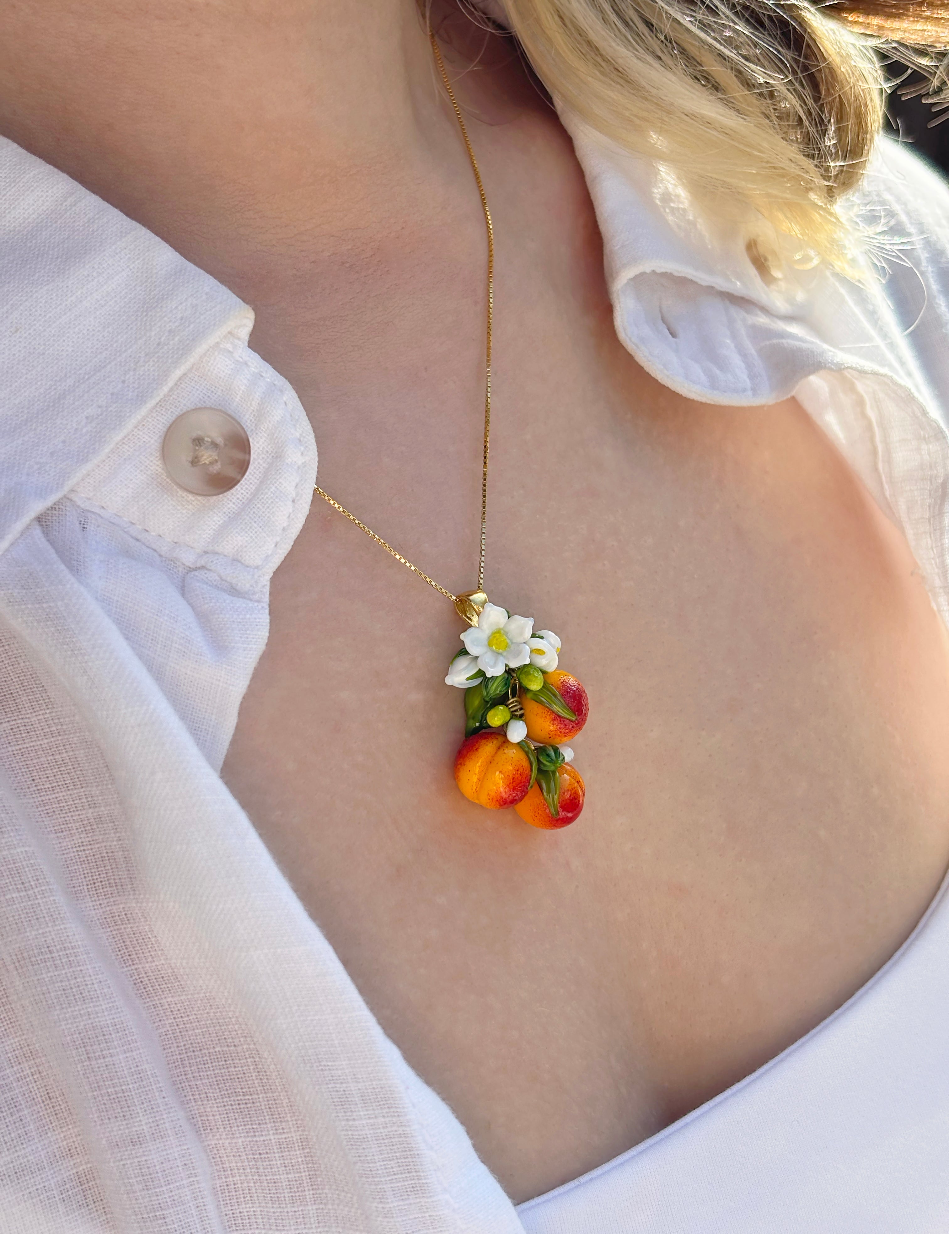 Lucky Peach Blossom Charm Necklace