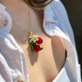 Lucky Raspberry Blossom Necklace