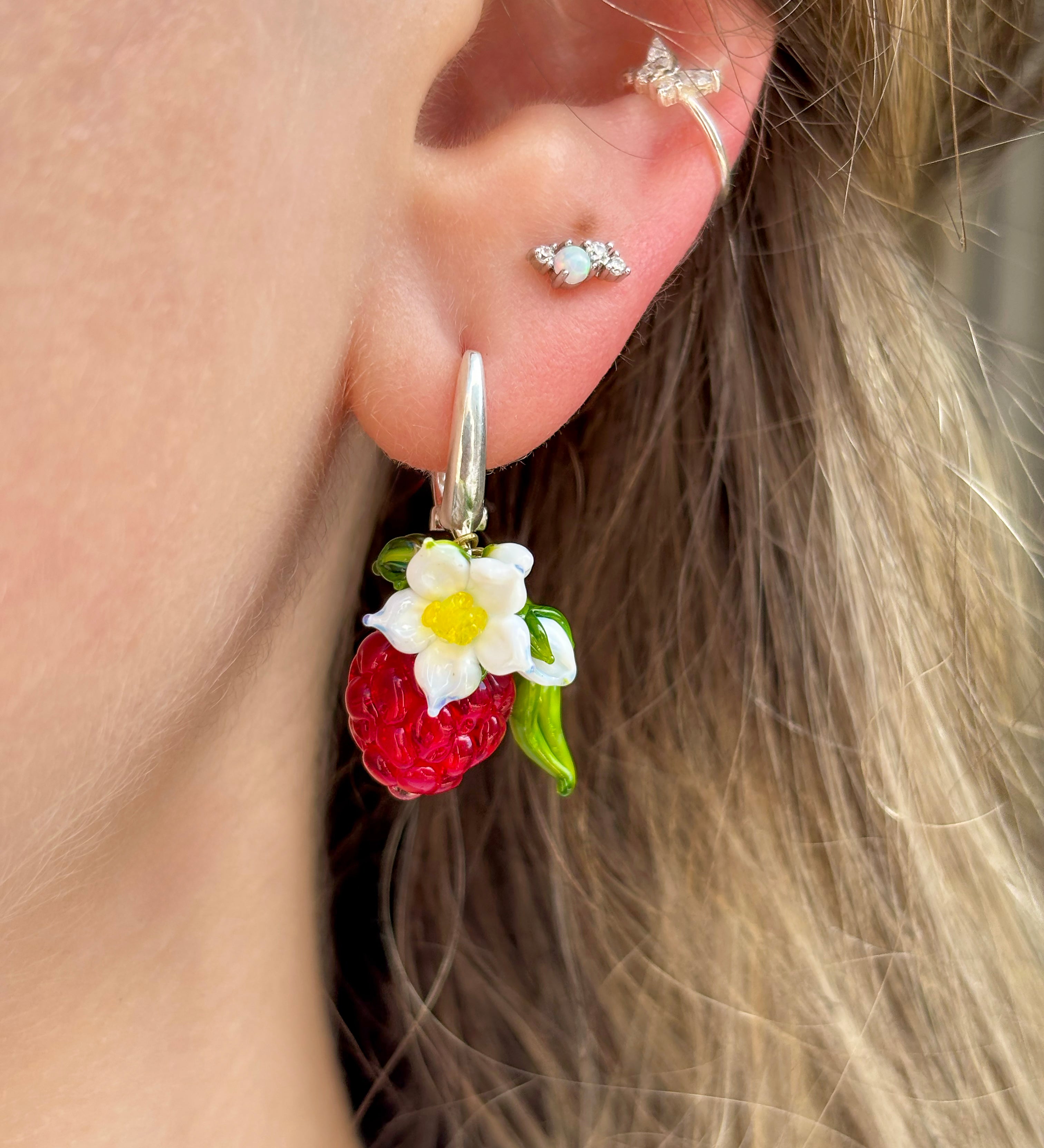 Lucky Raspberry Blossom Earrings