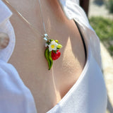 Lucky Raspberry Blossom Necklace