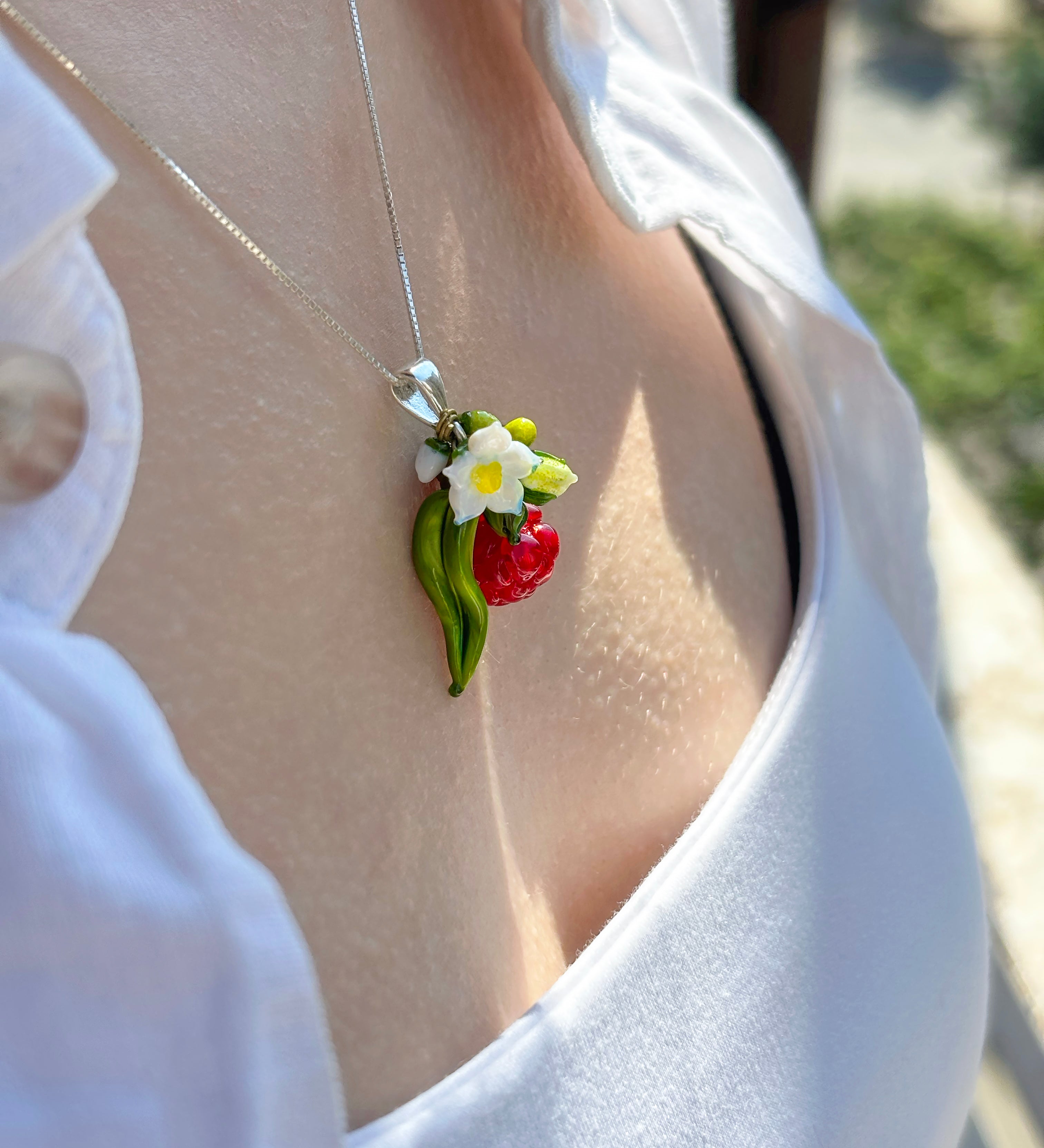 Lucky Raspberry Blossom Necklace