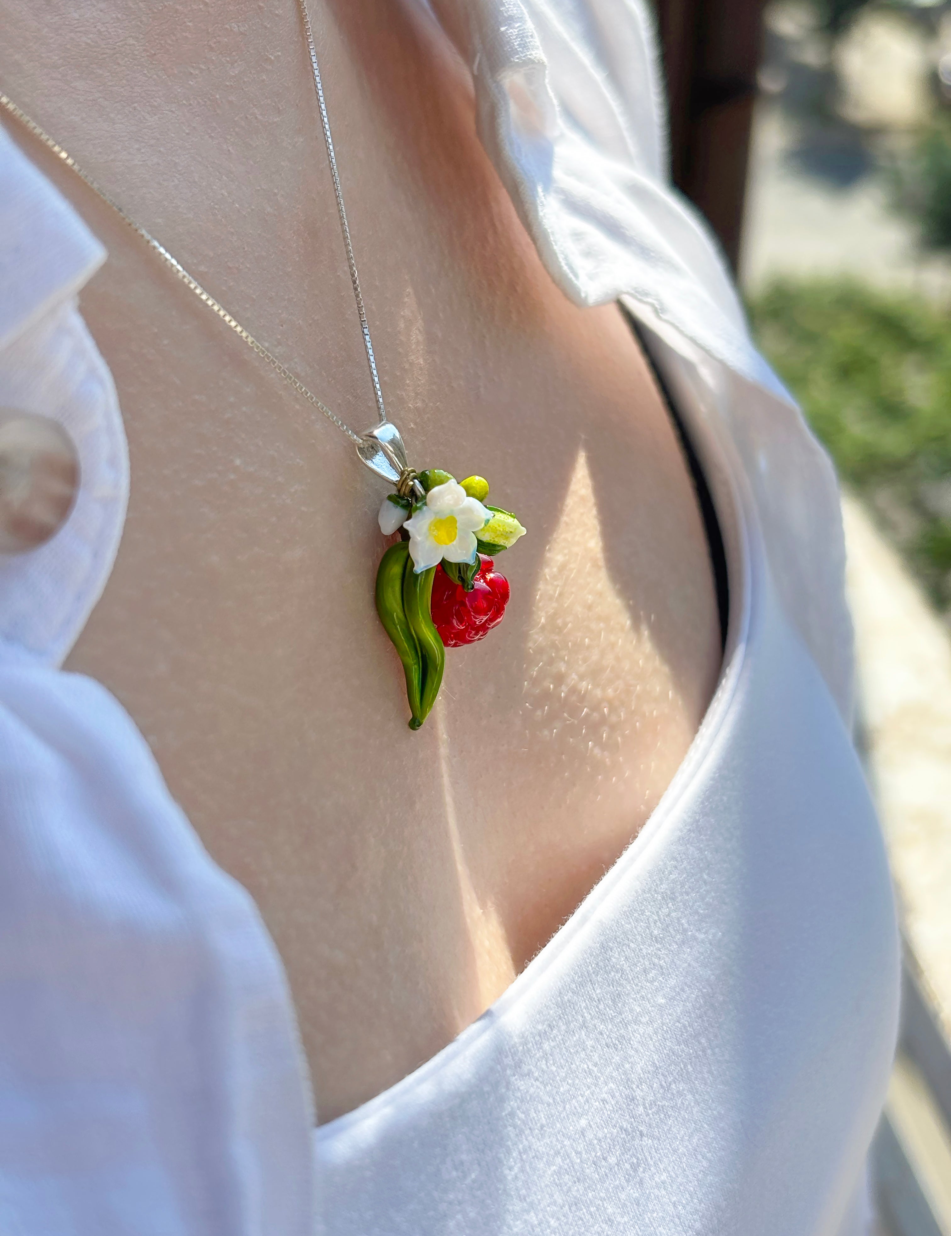 Lucky Raspberry Blossom Necklace