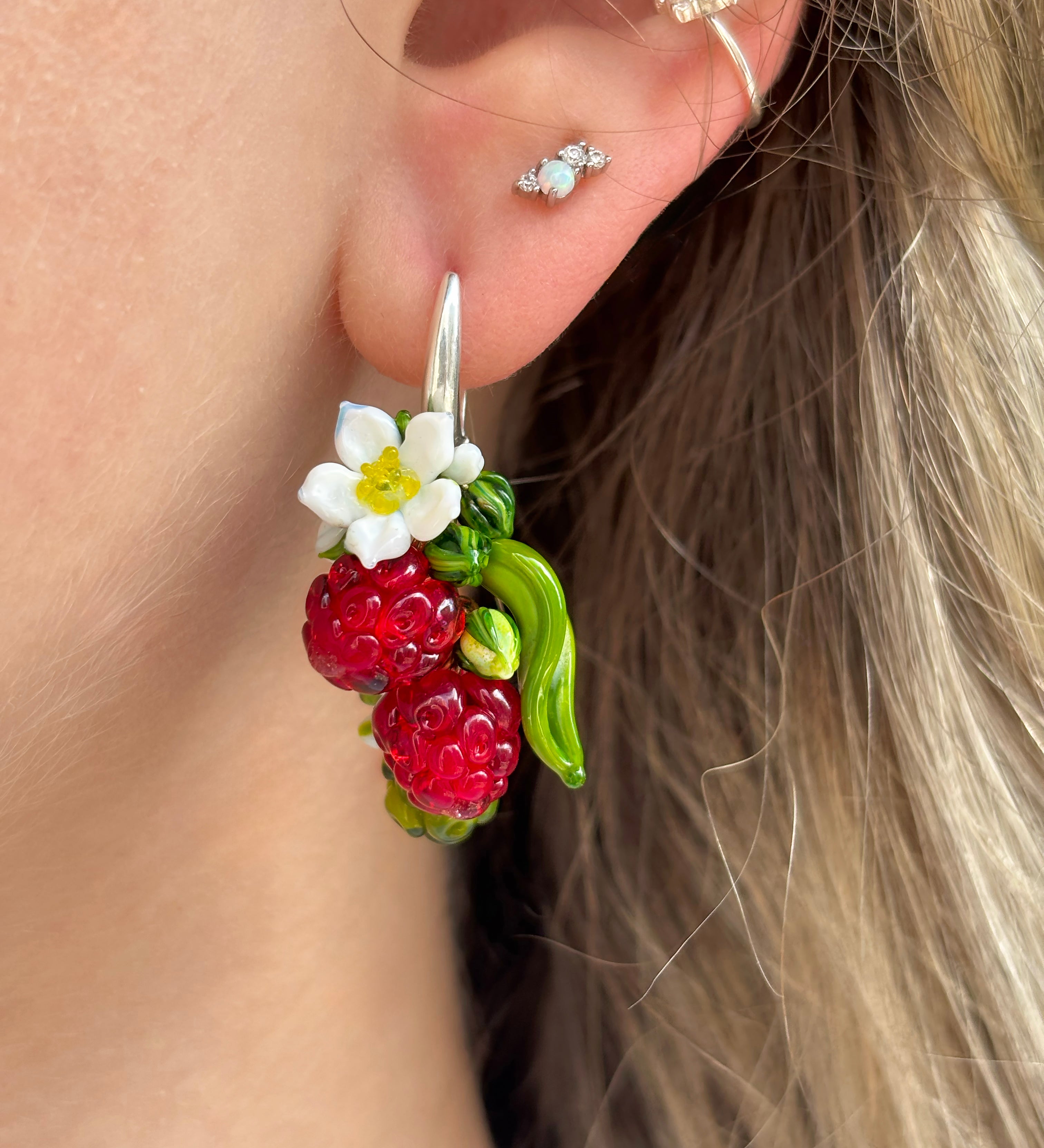 Lucky Raspberry Blossom Earrings