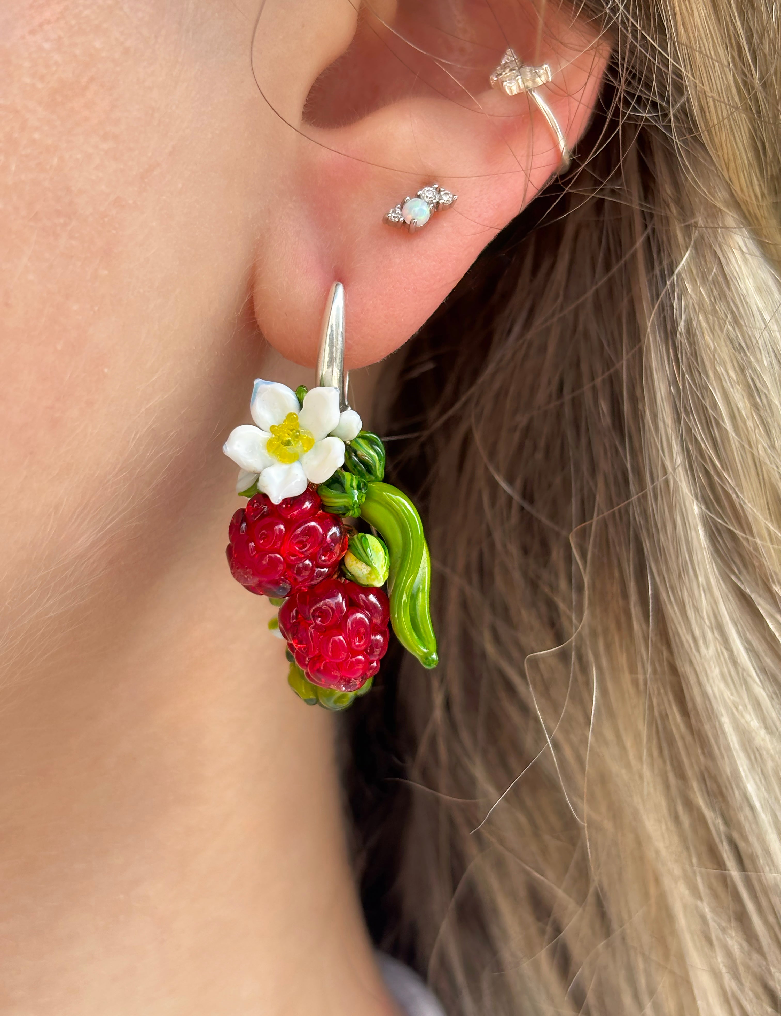 Lucky Raspberry Blossom Earrings