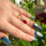 Pomegranate Seed Ring, Adjustable Chain Ring