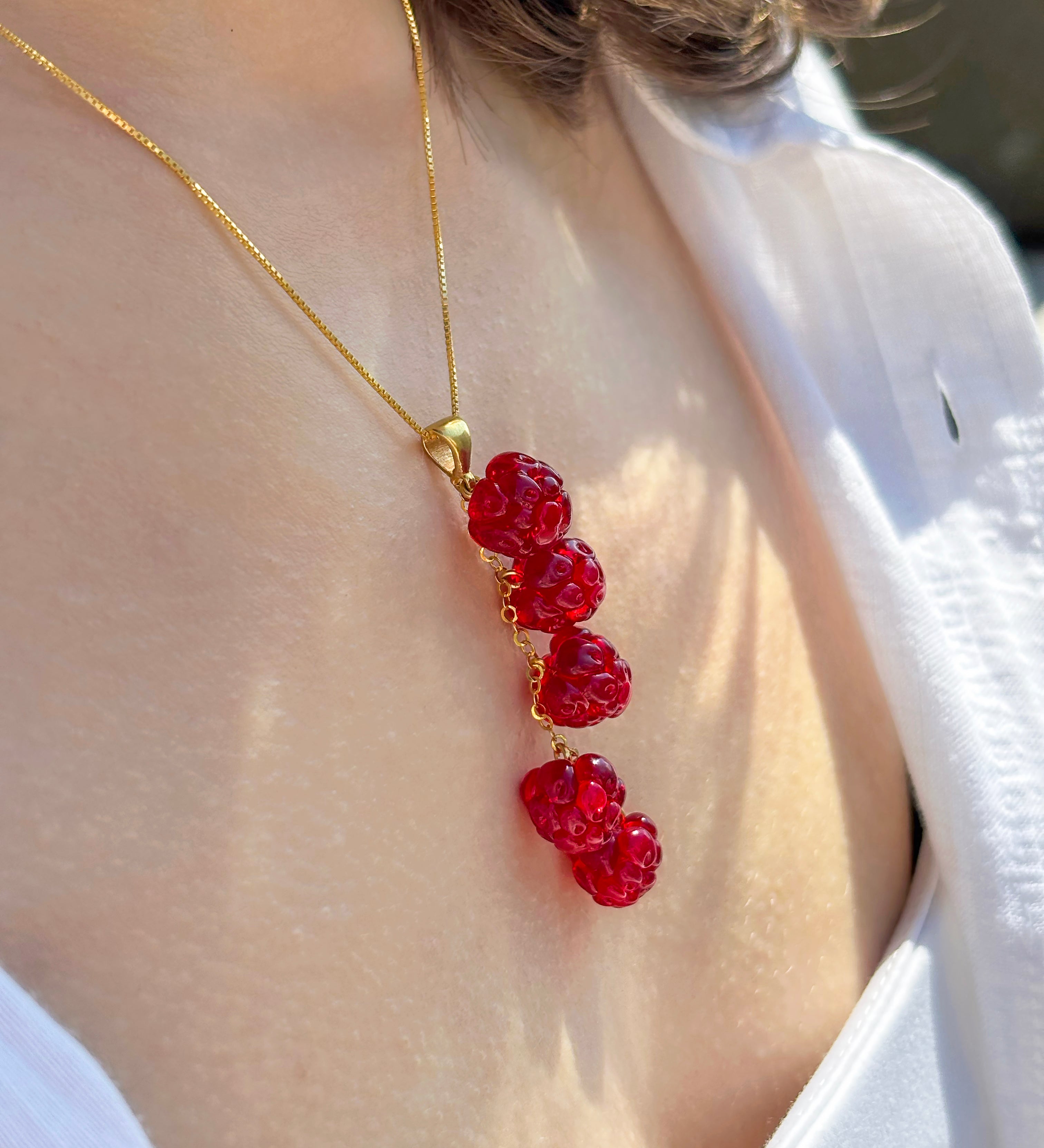Lucky Raspberry Charm Necklace