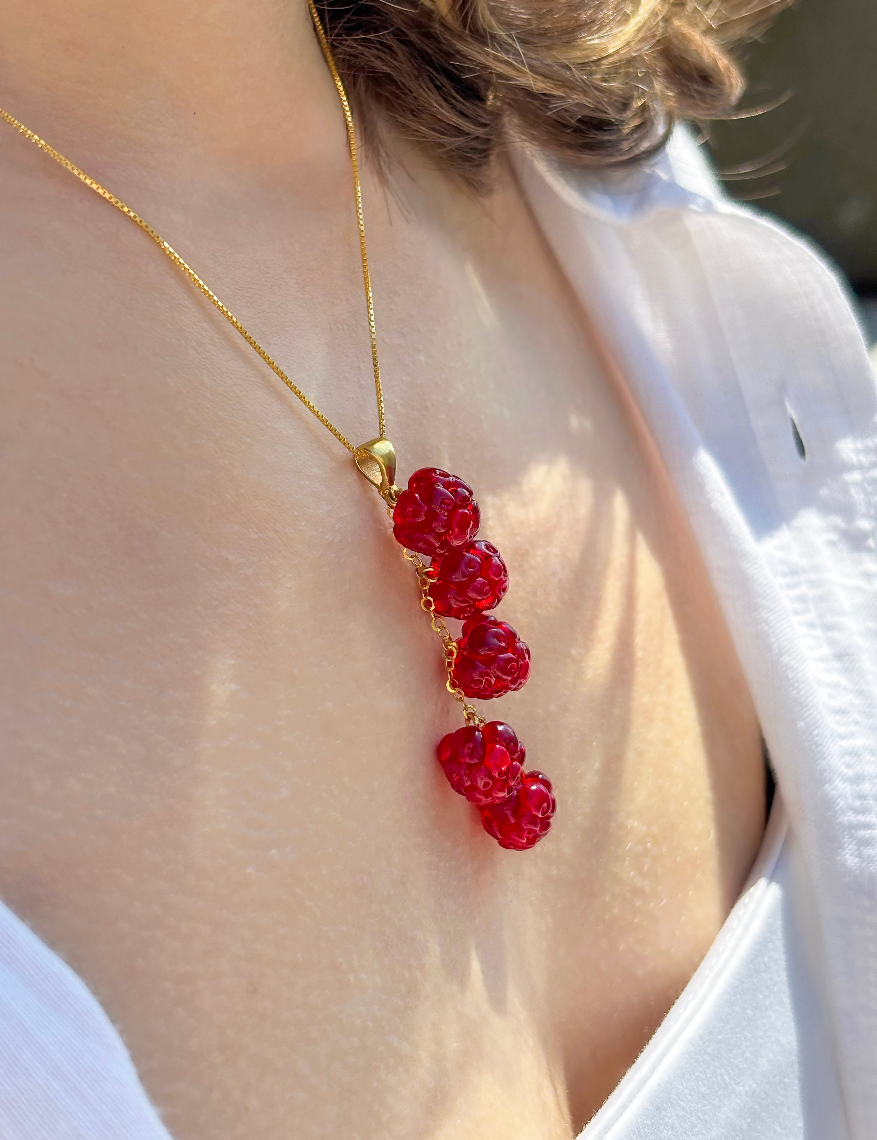 Lucky Raspberry Charm Necklace