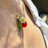 Lucky Raspberry Blossom Charm Necklace