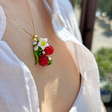 Lucky Raspberry Blossom Necklace