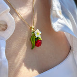 Lucky Raspberry Blossom Necklace