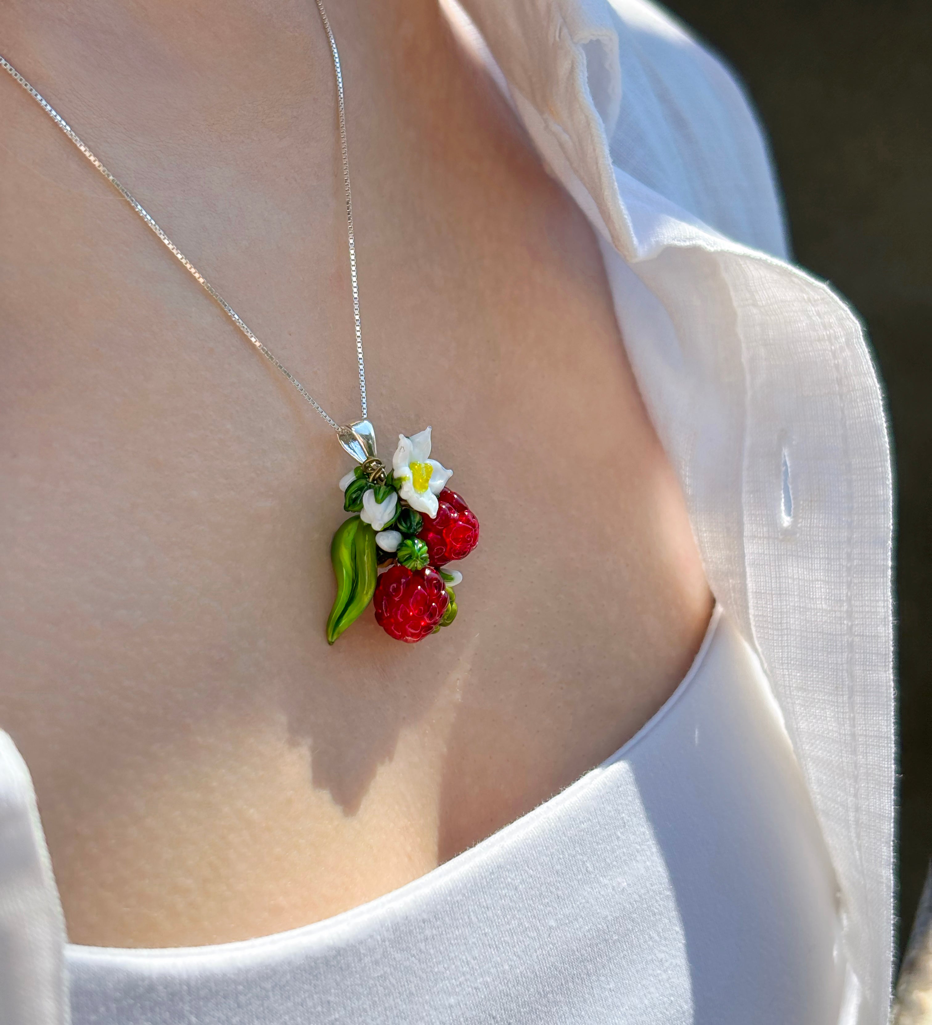 Lucky Raspberry Blossom Necklace