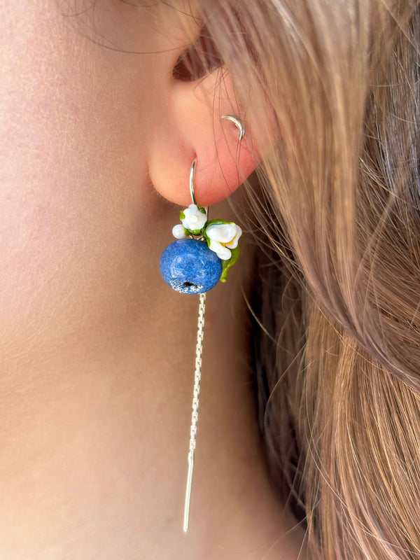 Lucky Blueberry Blossom Dangle Earrings
