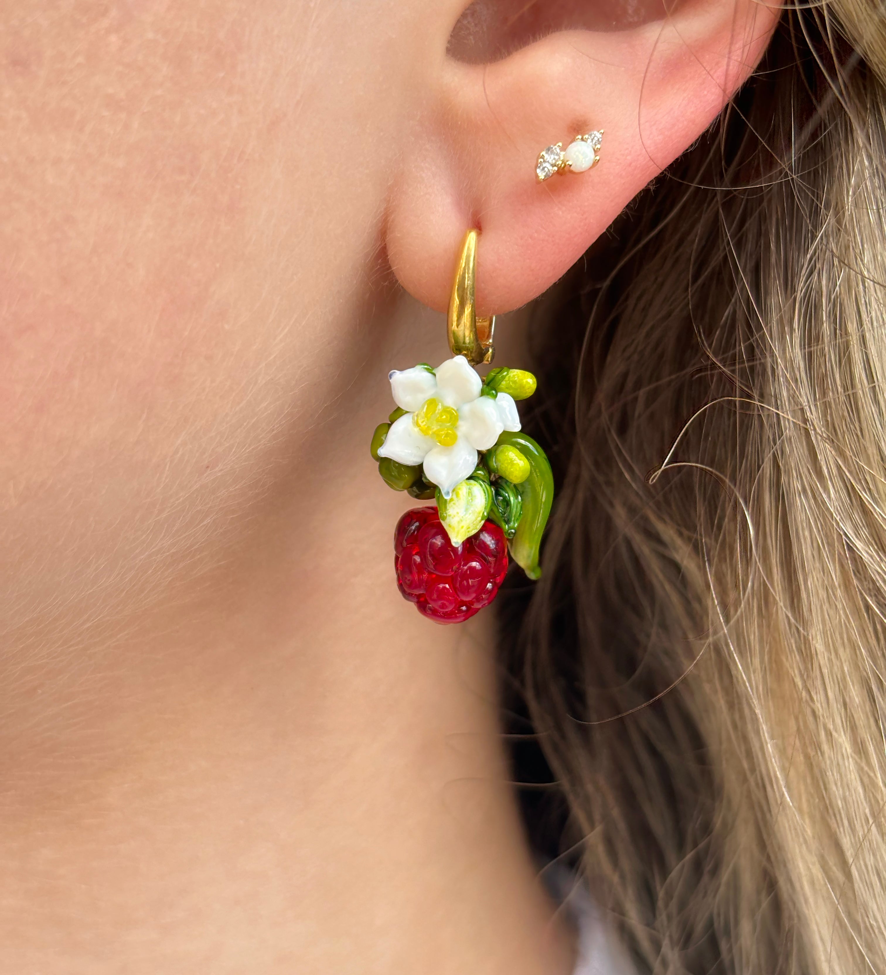 Lucky Raspberry Blossom Earrings