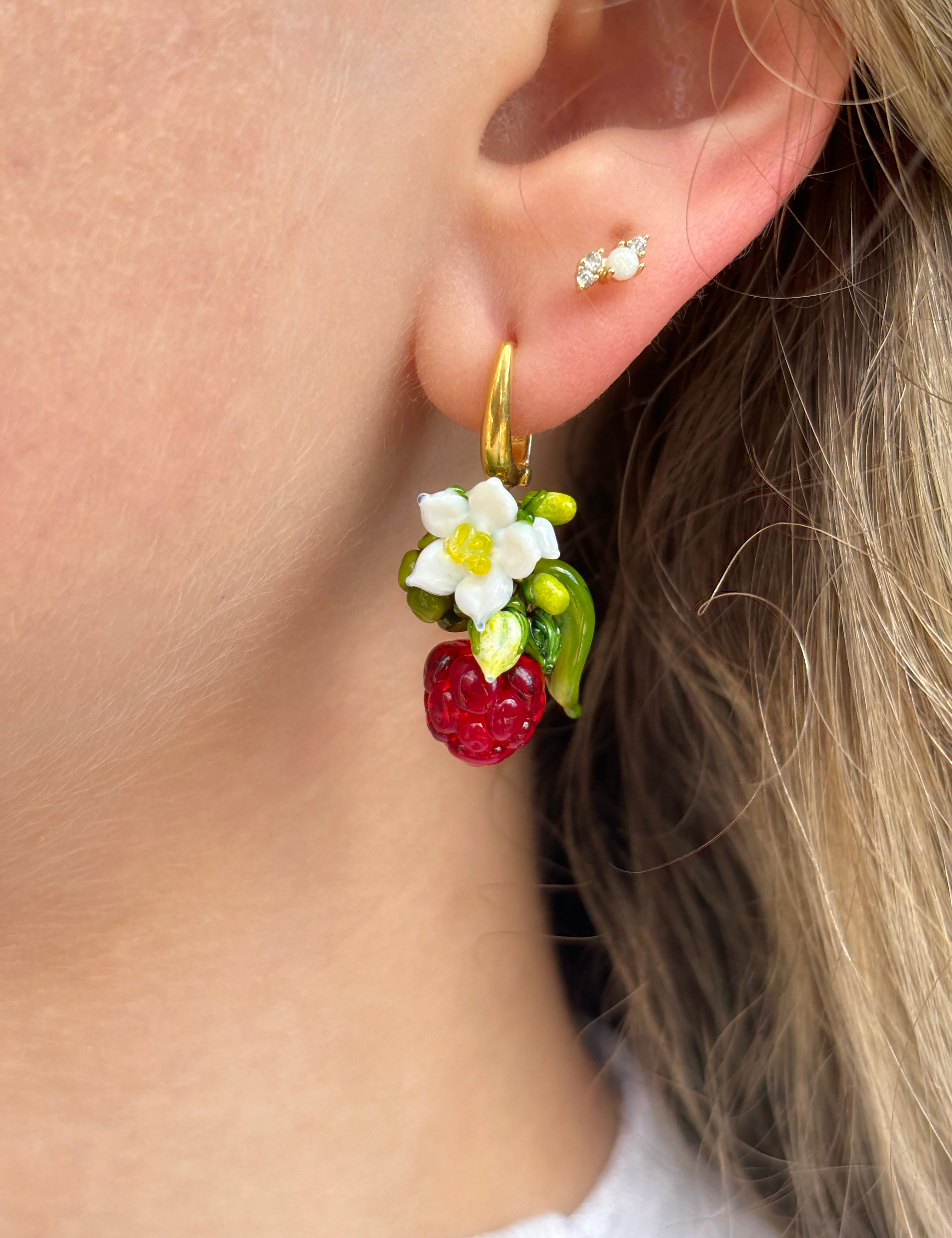 Lucky Raspberry Blossom Earrings