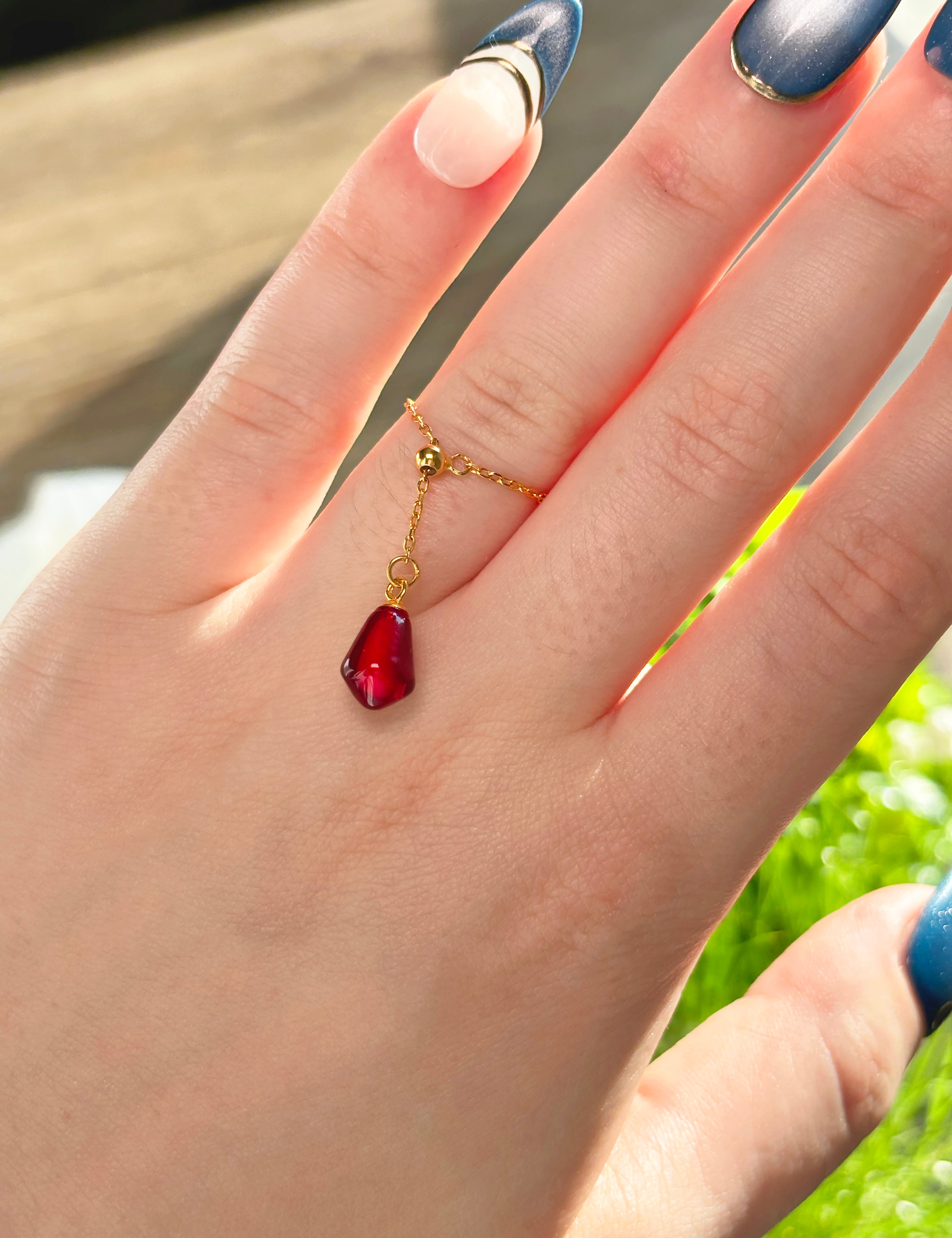 Pomegranate Seed Chain Ring
